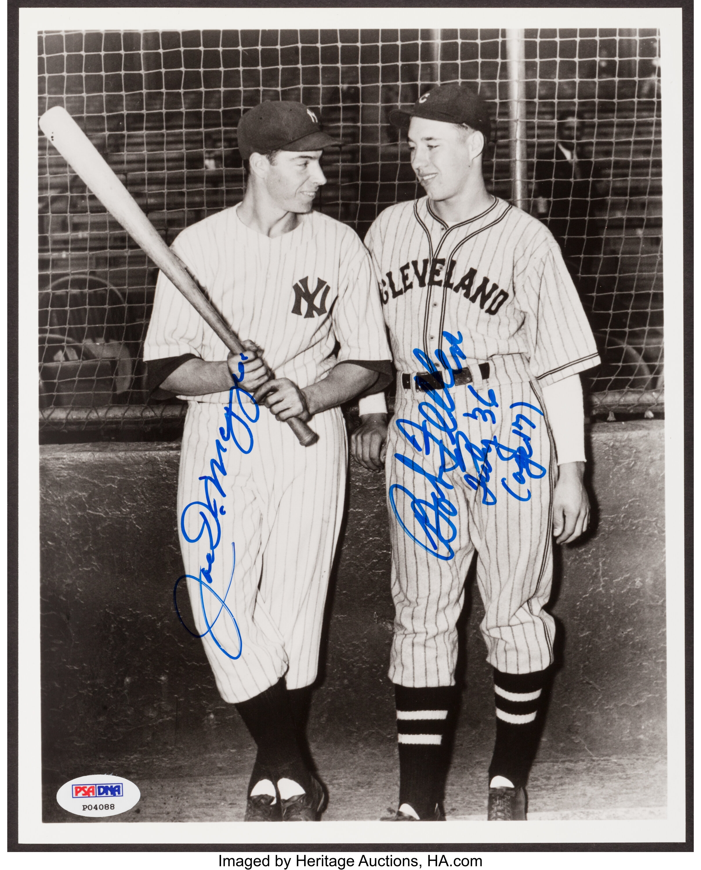 Sold at Auction: Joe DiMaggio & Bob Feller Signed 8 x 10 Photo