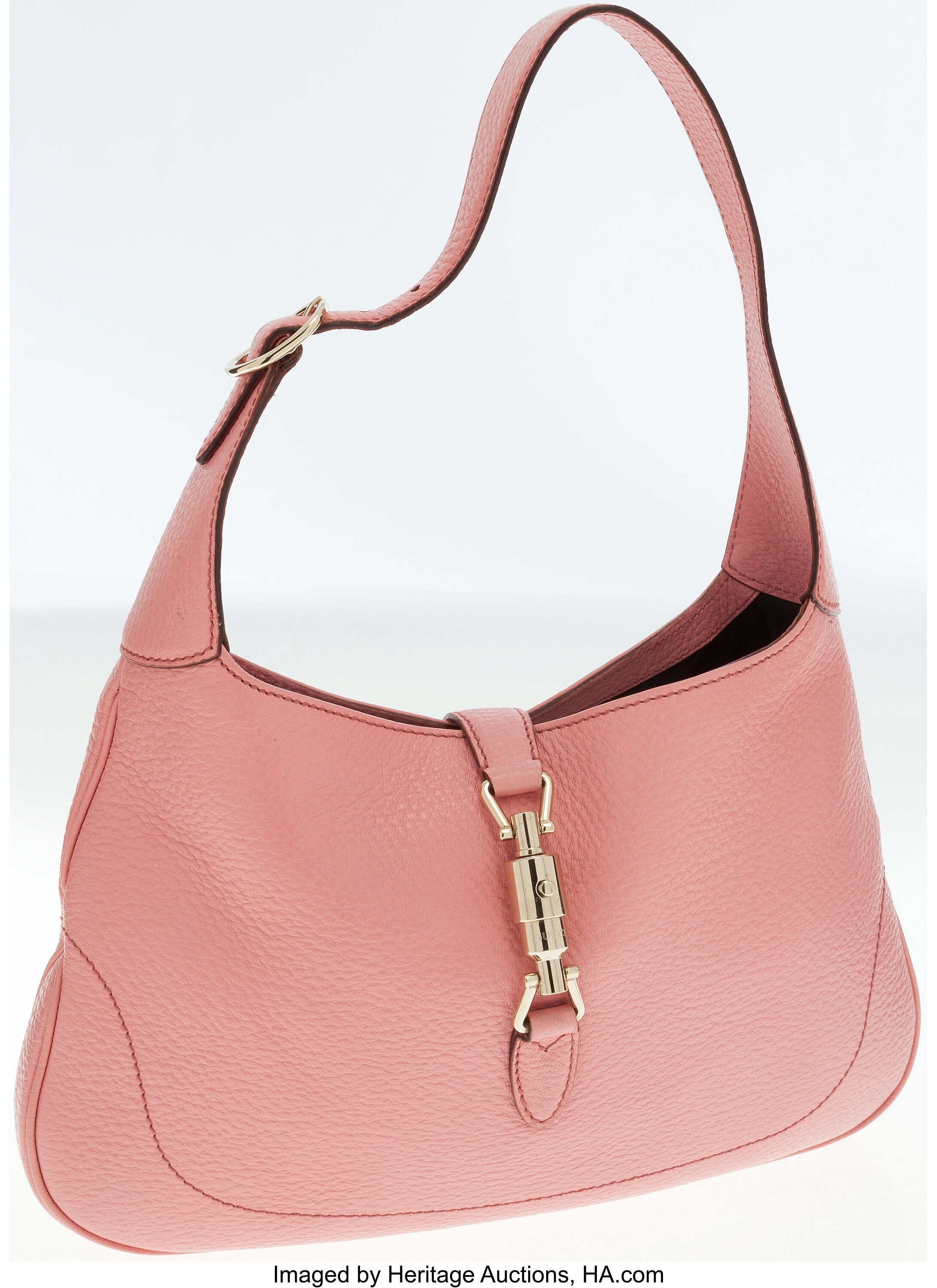 Gucci Pink Leather & Classic Monogram Canvas Small Shoulder Bag., Lot  #76040