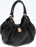 Louis Vuitton Black Mahina Leather L Hobo Bag.  Luxury, Lot #75012