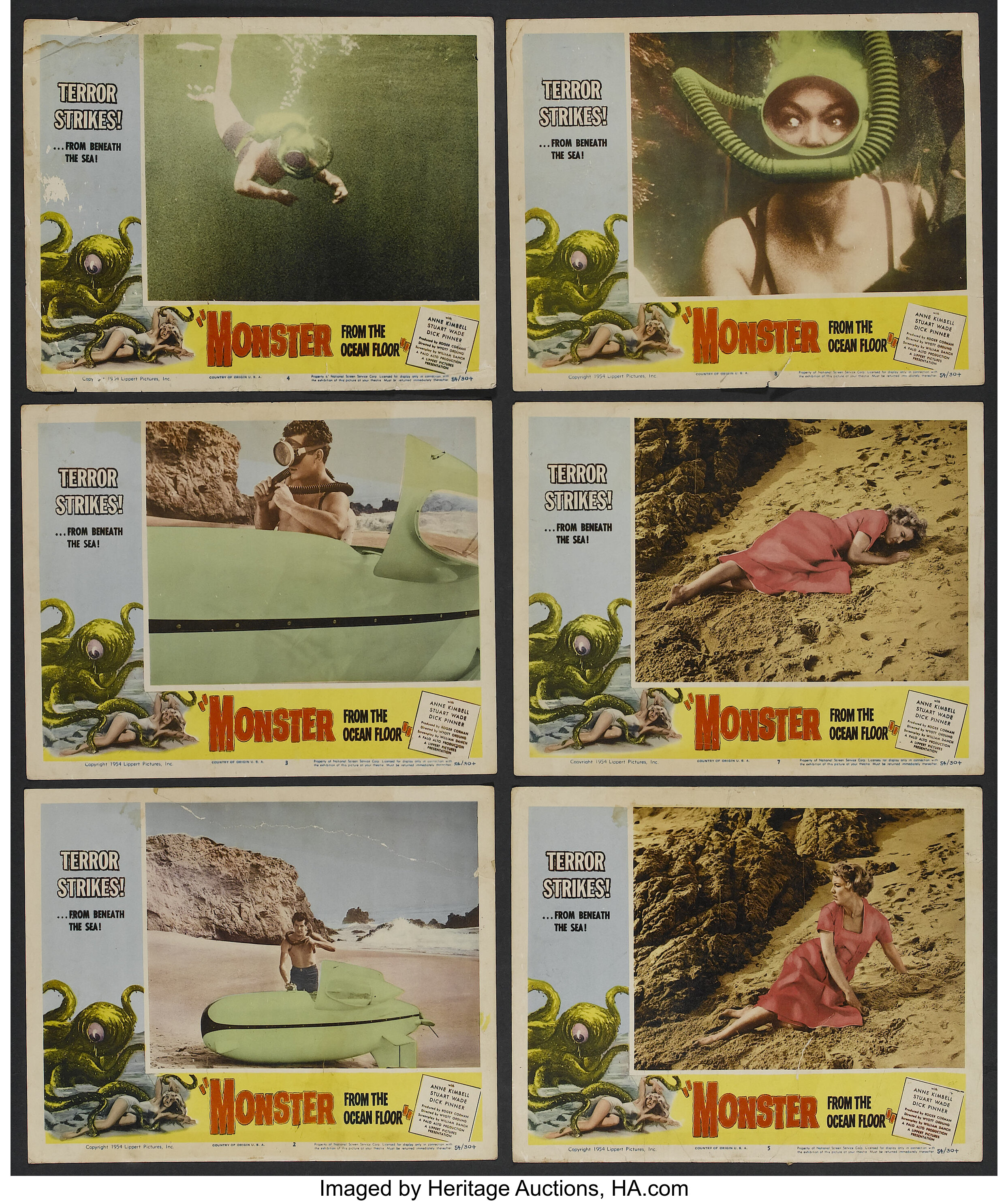 Monster From The Ocean Floor Lippert 1954 Lobby Cards 6