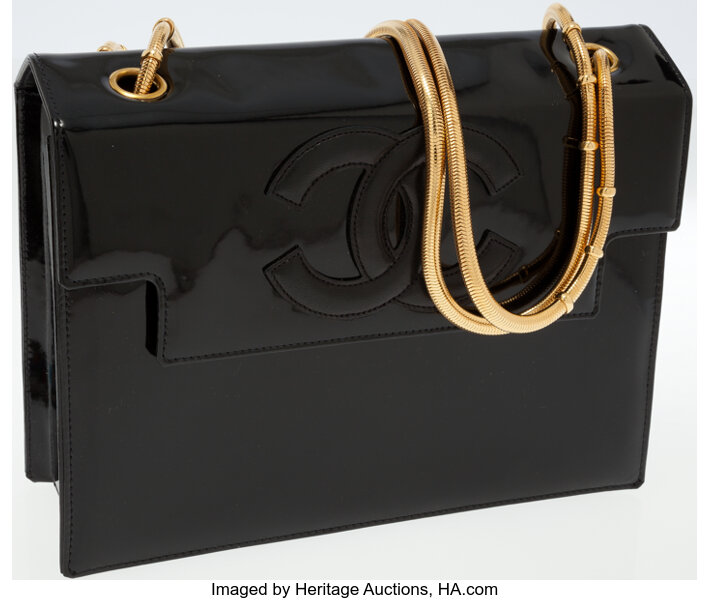 Stunning Vintage CHANEL Black Patent Shoulder Bag Purse w/ Cert of  Authenticity!