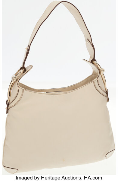 Gucci Leather Horsebit Hobo Bag Ivory