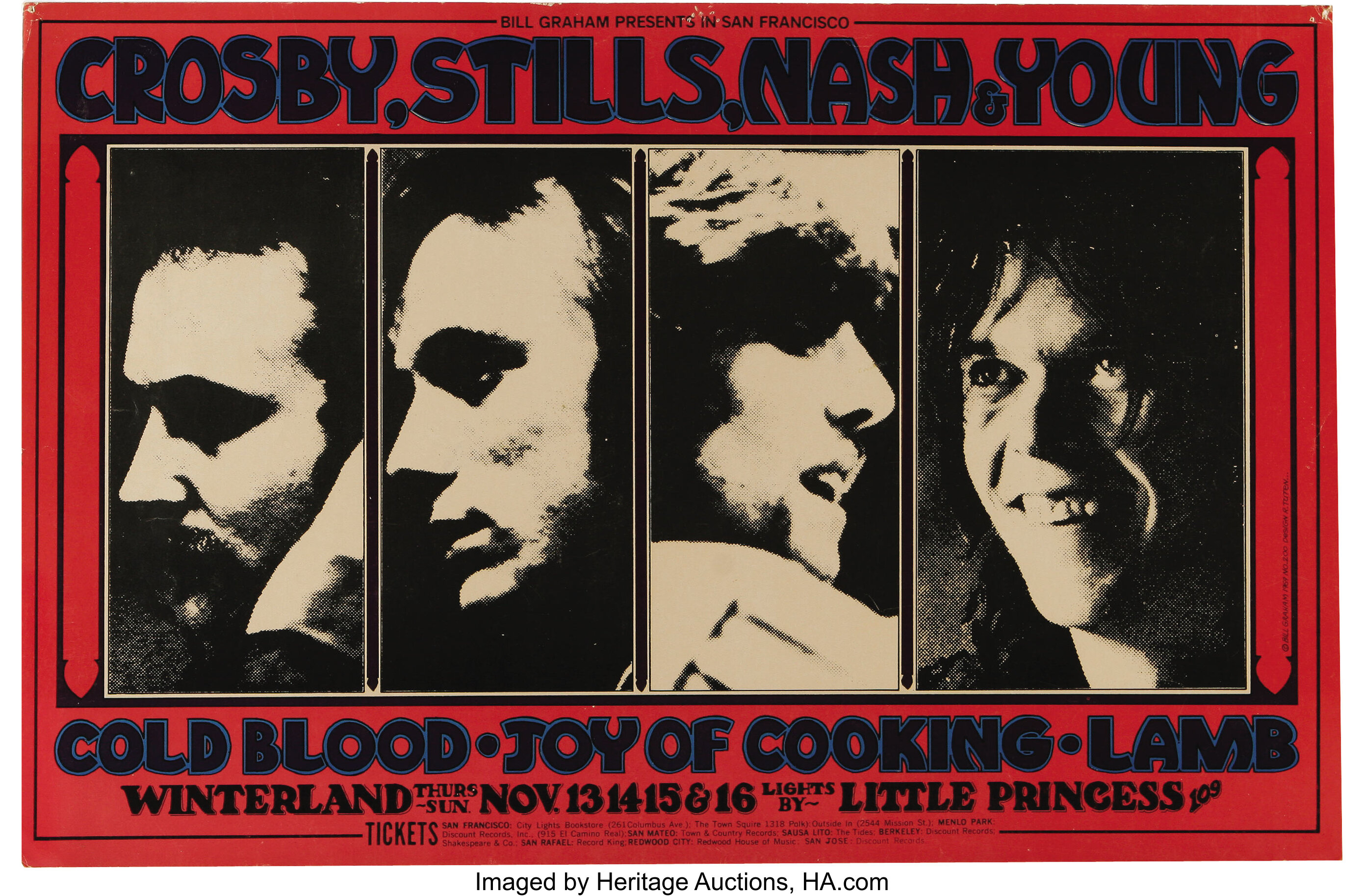 Crosby, Stills, Nash, and Young Winterland Concert Poster BG-200 | Lot  #23455 | Heritage Auctions