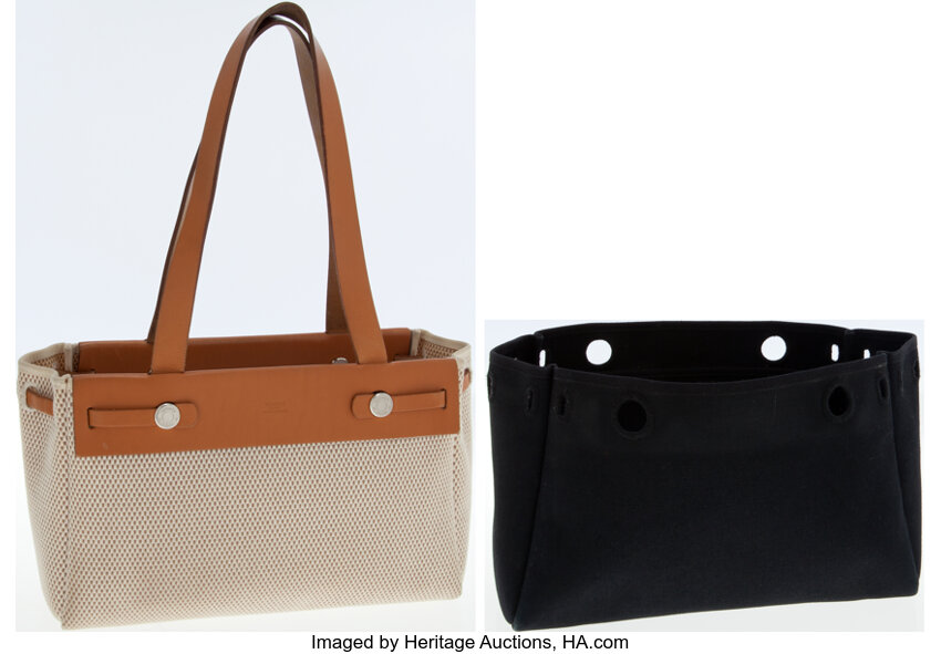 Sold at Auction: Hermes Leather And Canvas Tote Bag