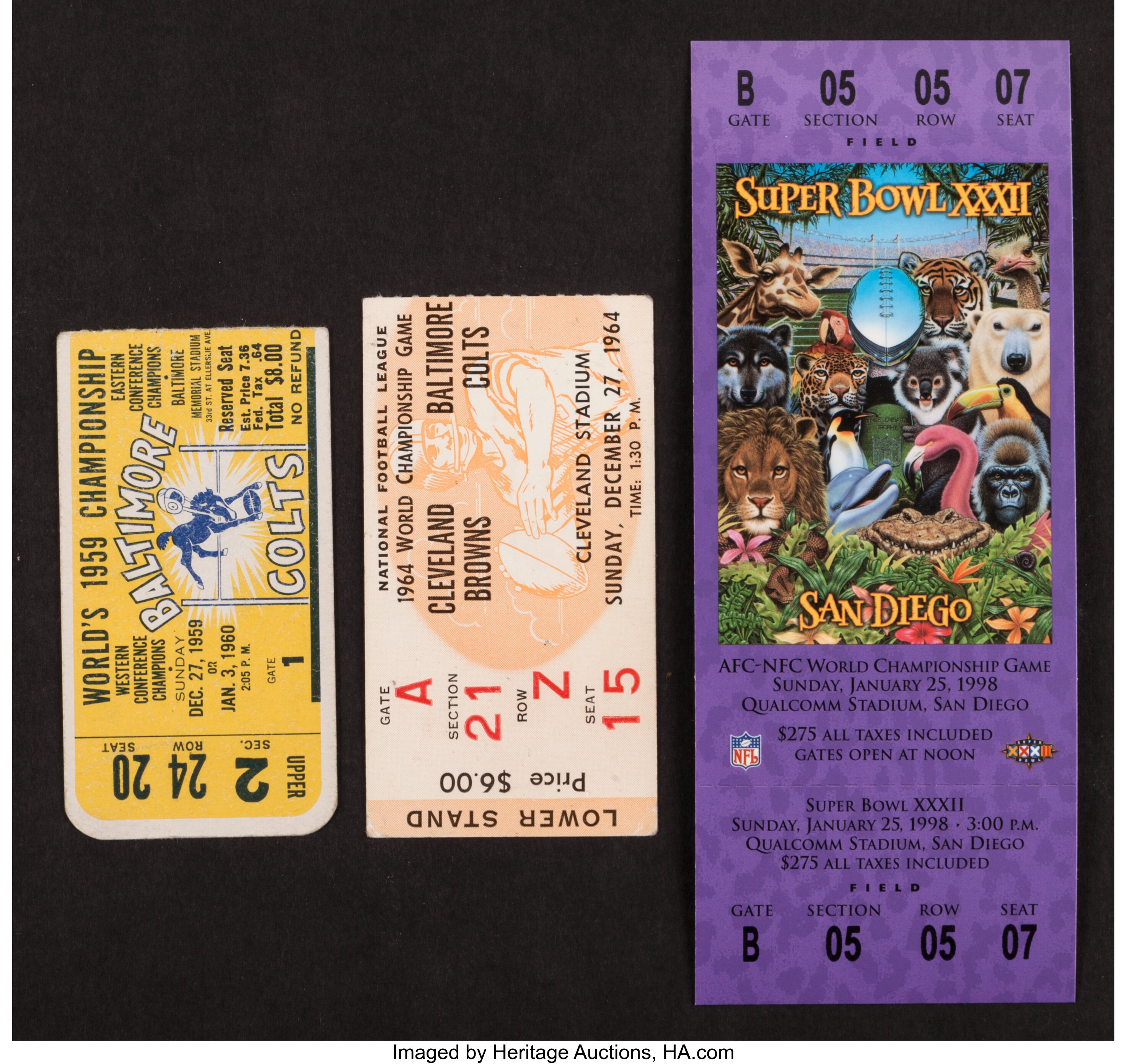 Baltimore Colts Super Bowl Championship Ticket Collection