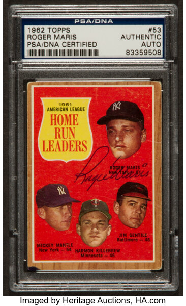 Sold at Auction: Roger Maris 61 Home Run Card