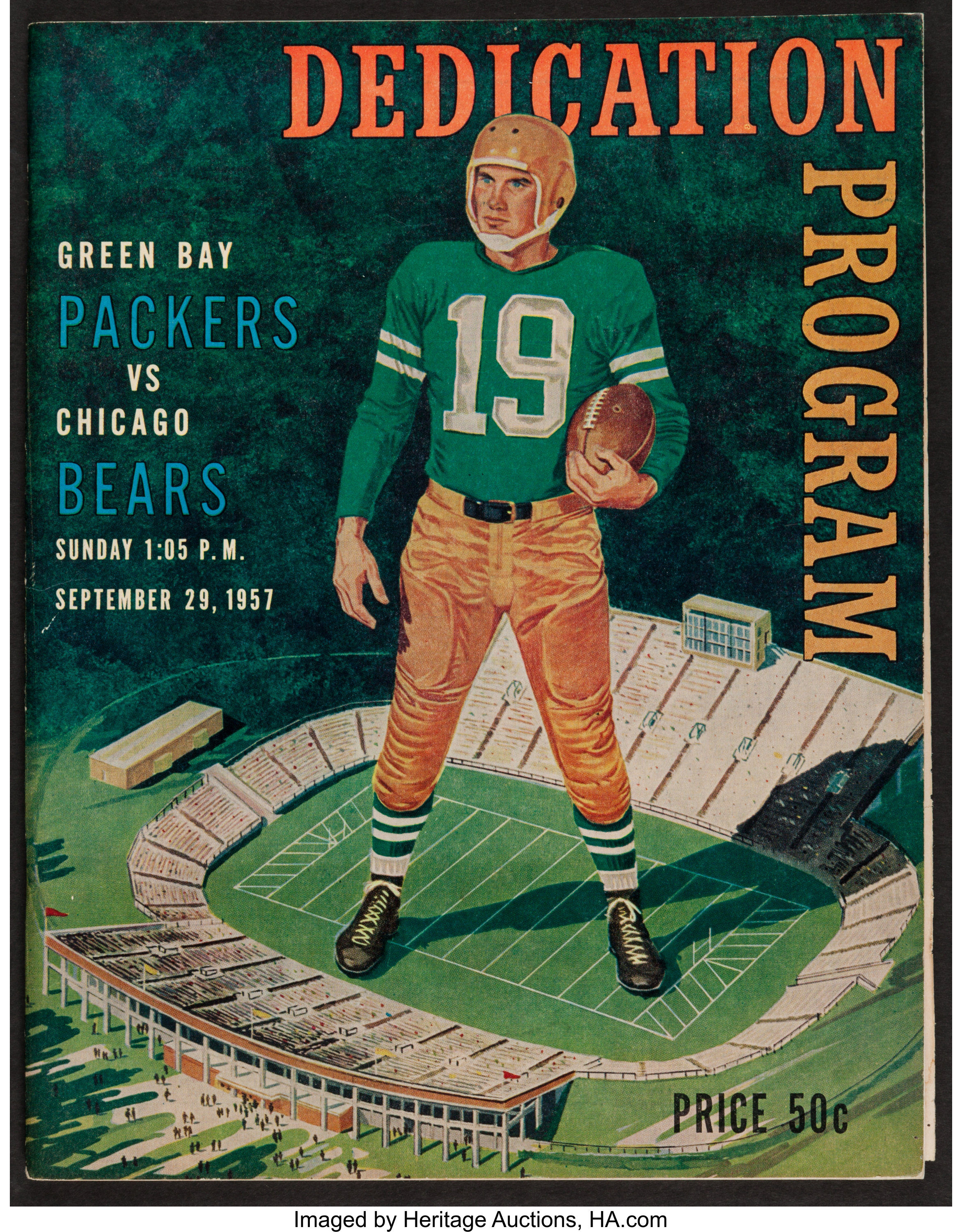 1957 Vintage Green Bay Packers Chicago Bears Football -   Israel