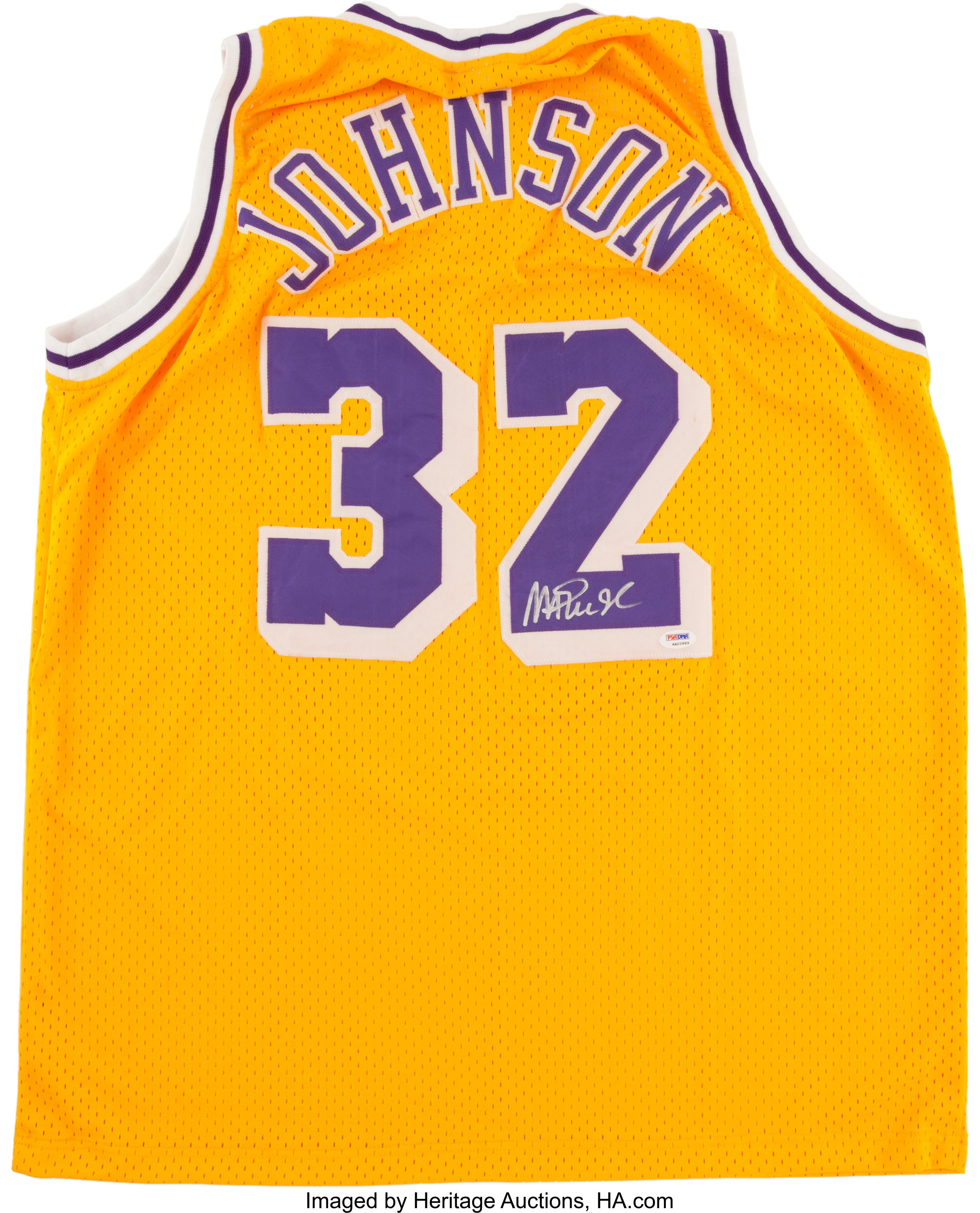 Magic Johnson Back Signed LA Lakers Home Jersey