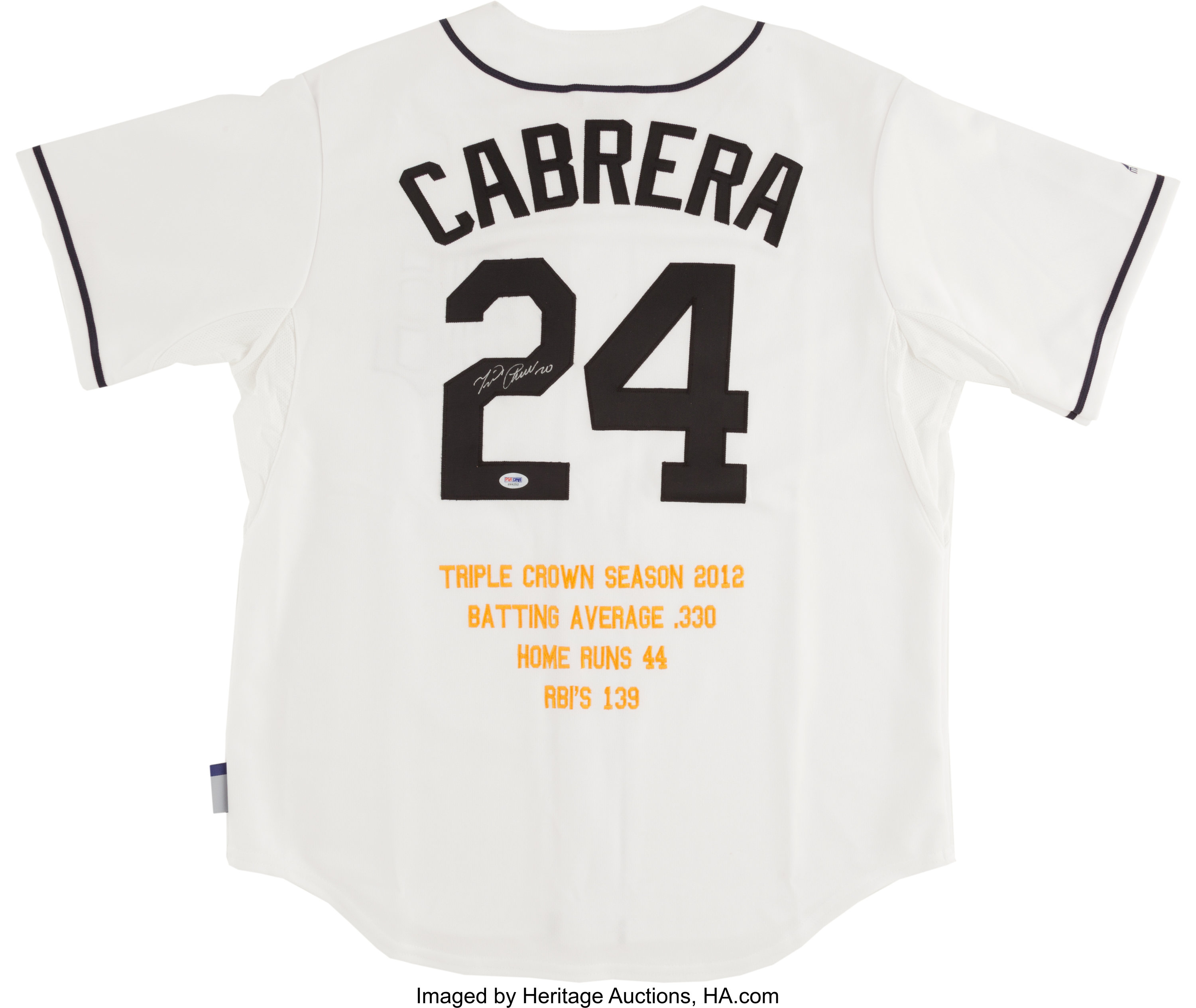 Miguel Cabrera Signed 2012 Detroit Tigers Game-Used Jersey