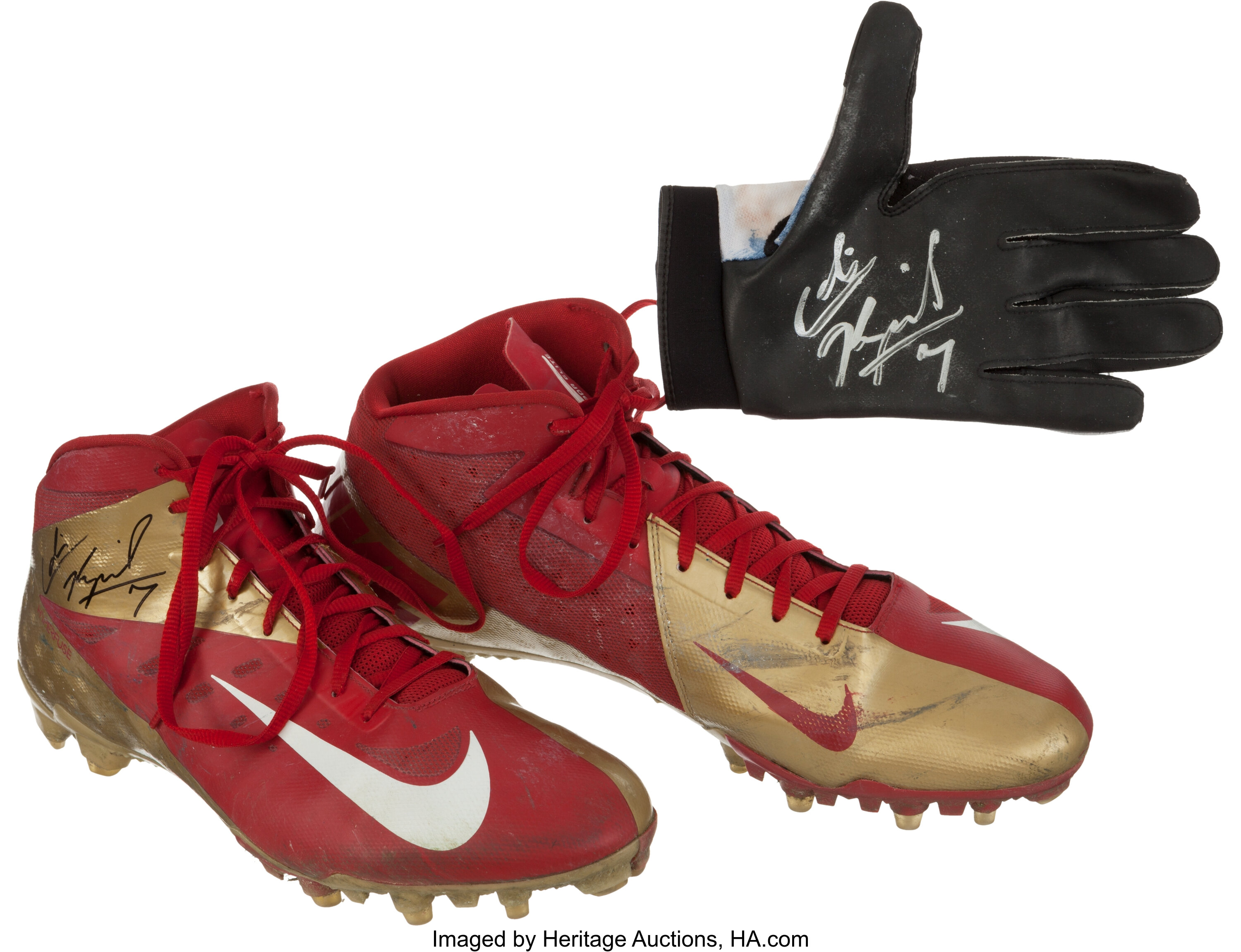 2012 Colin Kaepernick Game Worn Cleats & Glove from Patriots