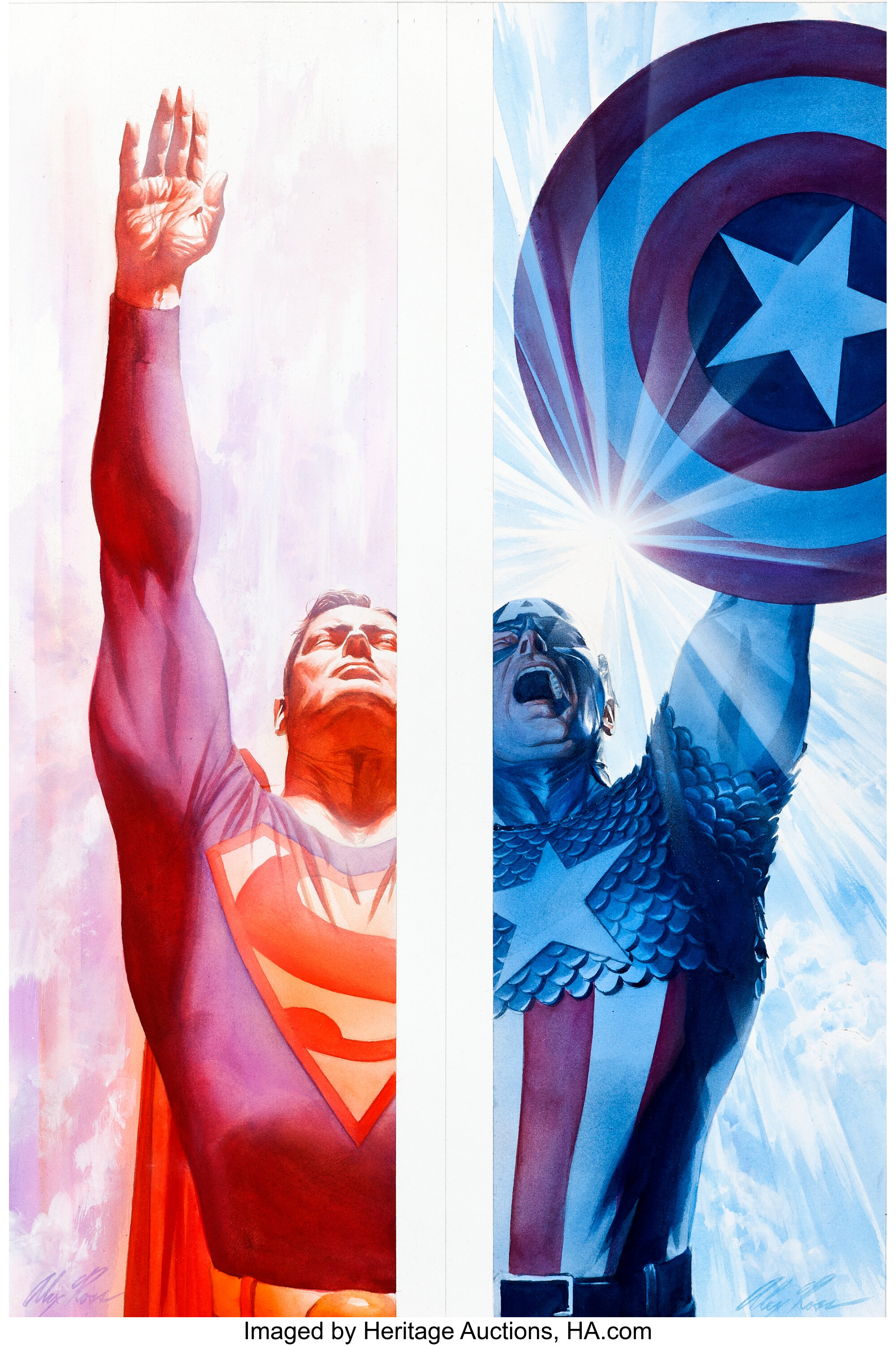 Montgomery 945 preferible Alex Ross Superman and Captain America Illustration Original Art | Lot  #92261 | Heritage Auctions