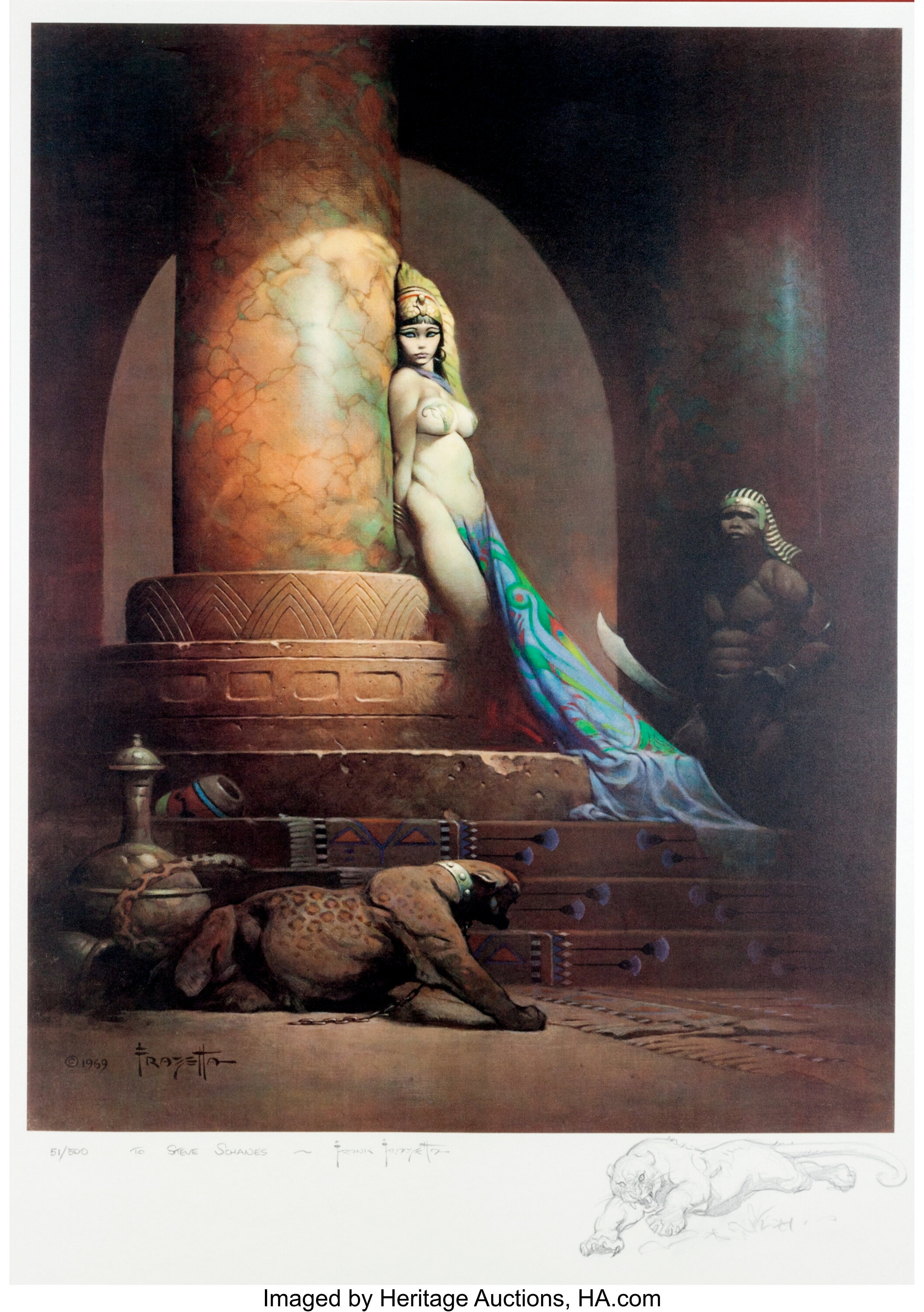 frazetta frank queen egyptian signed turpentine paint heritage spirits mineral bad every really comic auctions