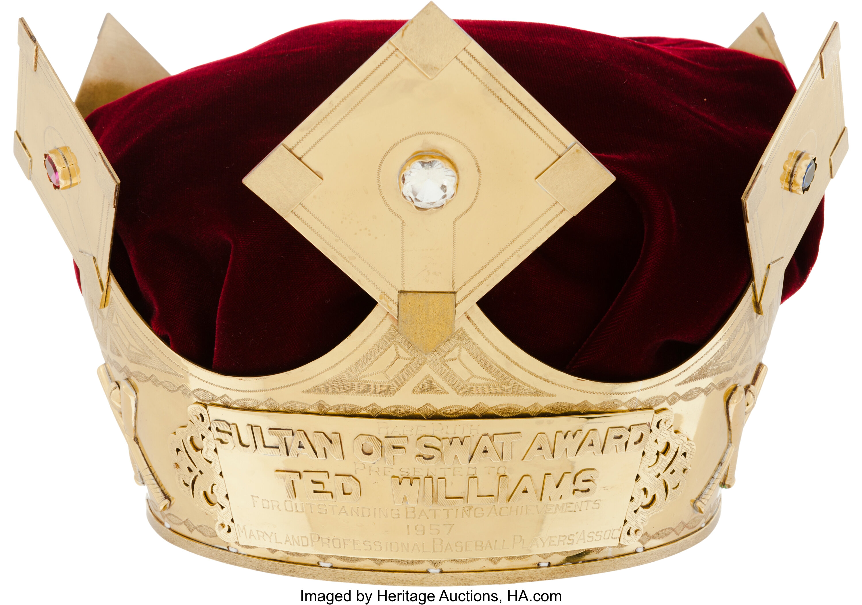 1957 Ted Williams "Babe Ruth Sultan of Swat Award" Crown.... | Lot