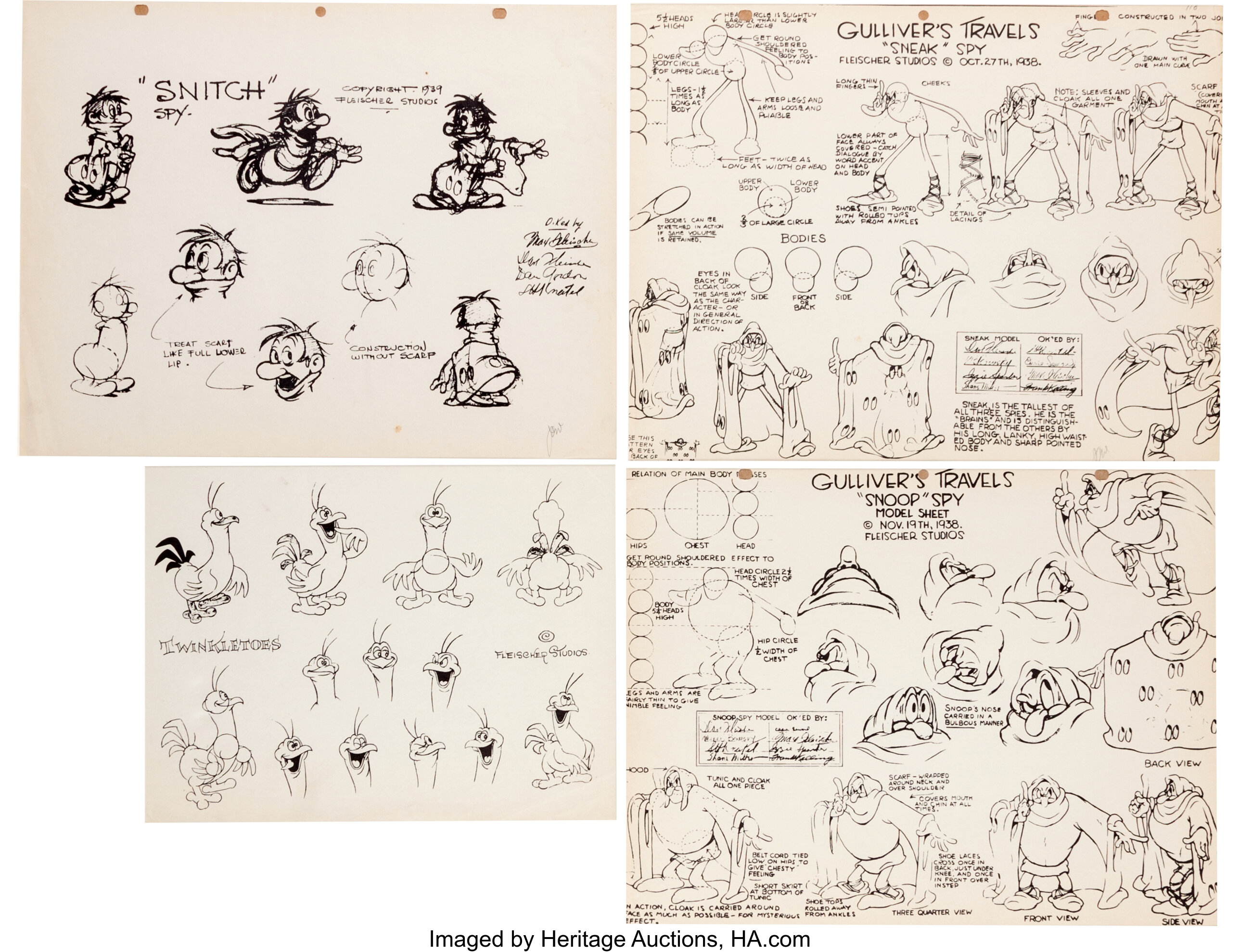 Gulliver's Travels Sneak, Snoop, and Snitch Model Sheets (Max | Lot ...