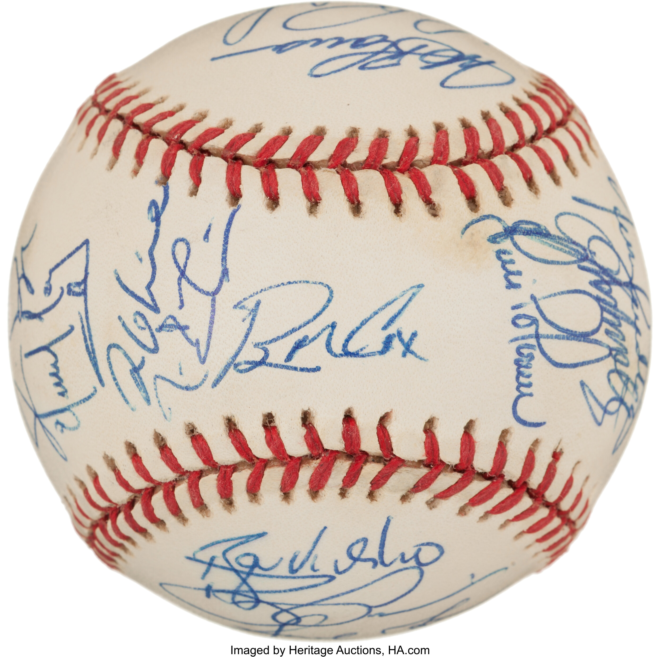 1995 Atlanta Braves Team Signed Baseball (27 Signatures) - World, Lot  #41120
