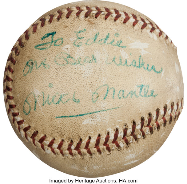 1923 World Series Babe Ruth home run ball, Mickey Mantle game-used