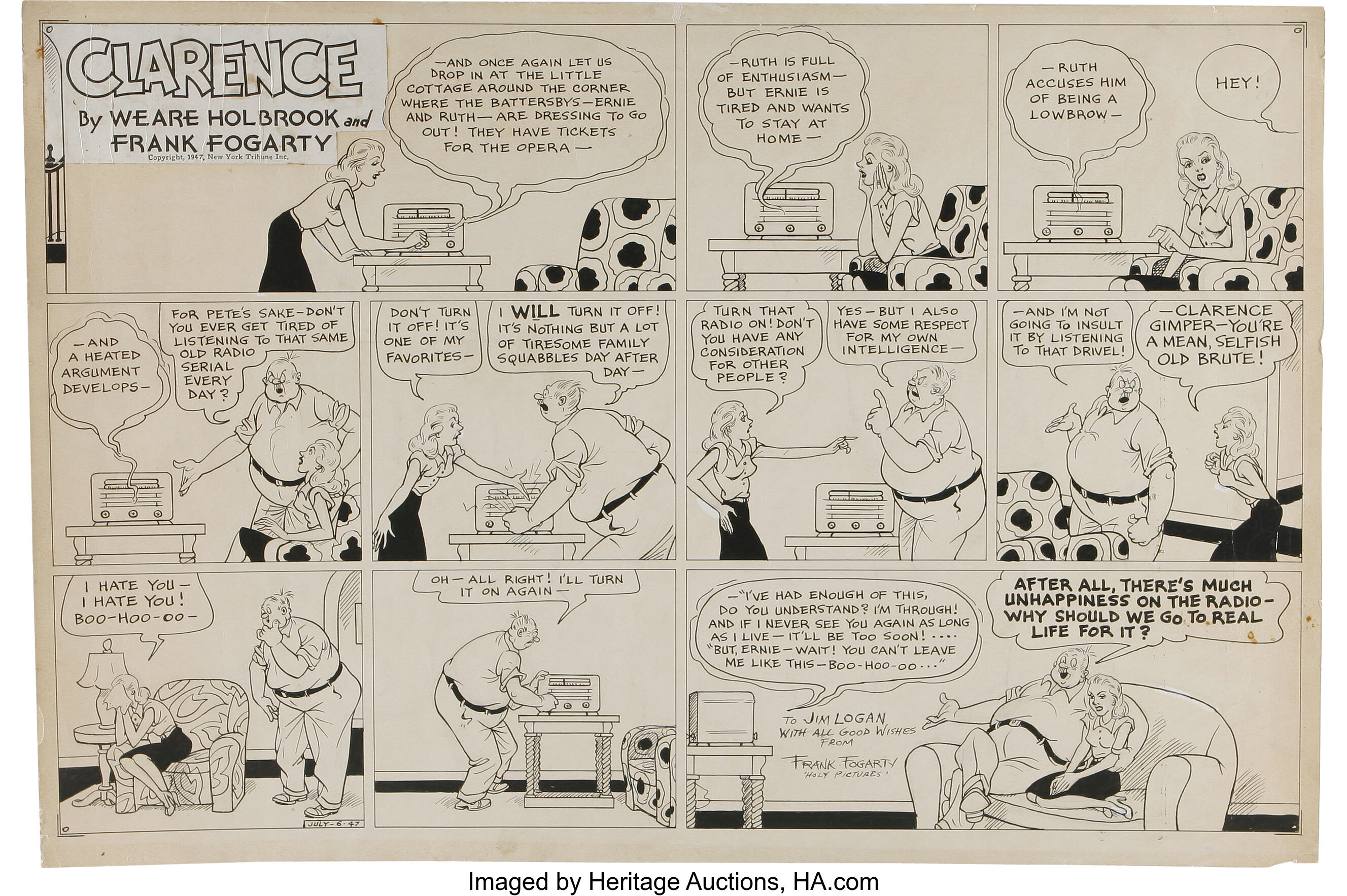 Frank Fogarty - Clarence Sunday Comic Strip Original Art, dated | Lot ...