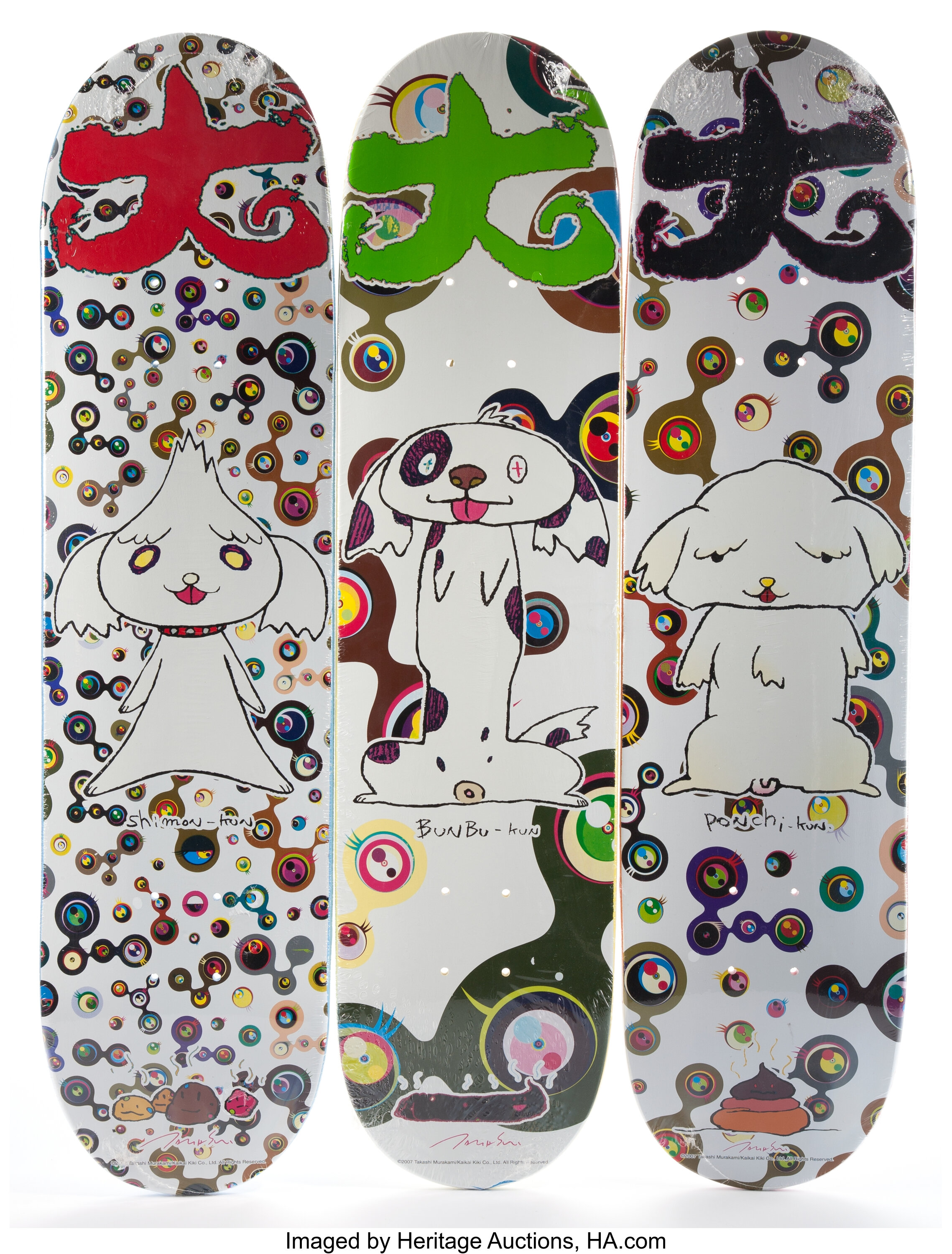 TAKASHI MURAKAMI (Japanese, b. 1962). A Suite of Three Skateboard