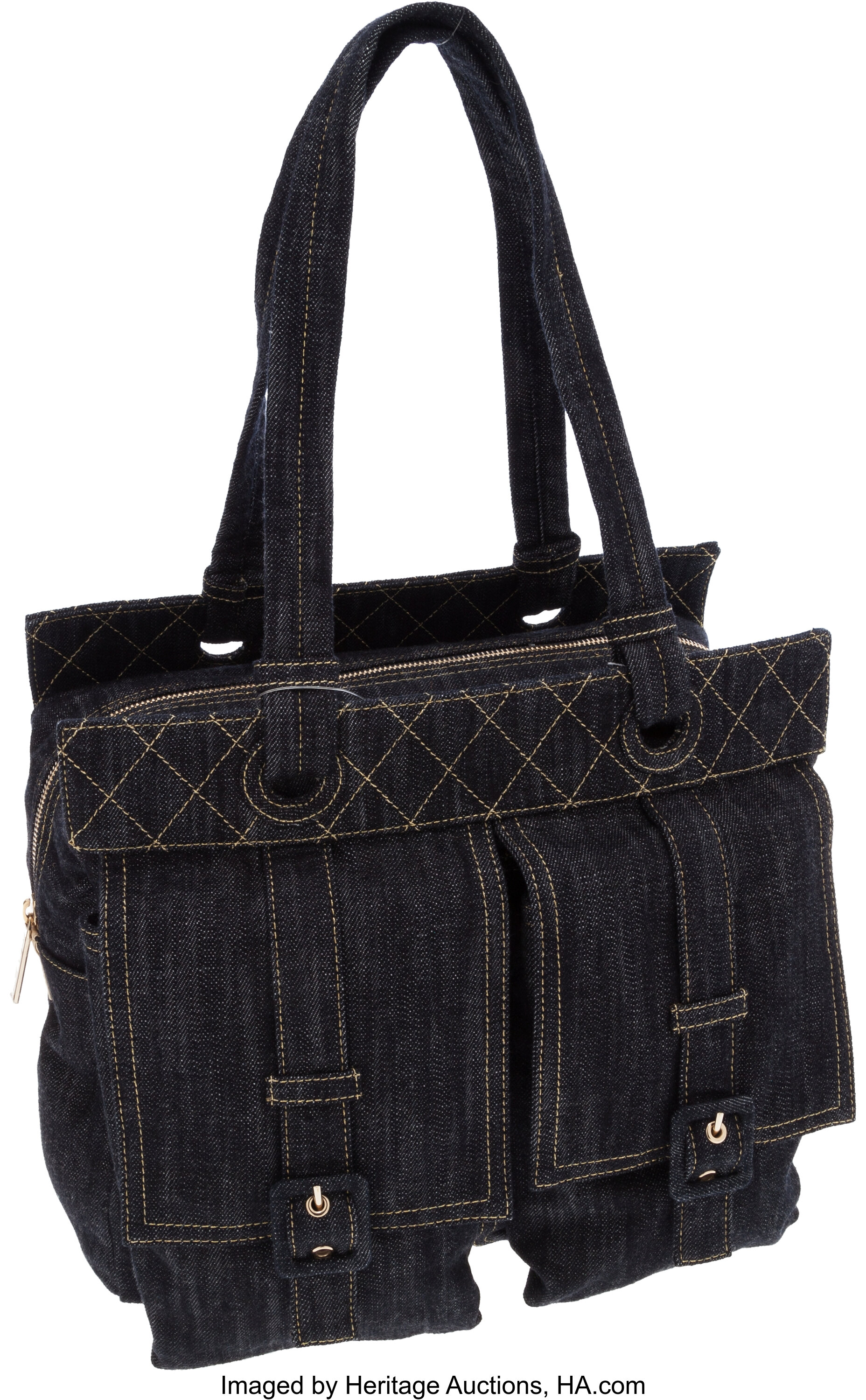 Chanel Navy Blue Denim Large Deauville Shopping Tote – Cashing