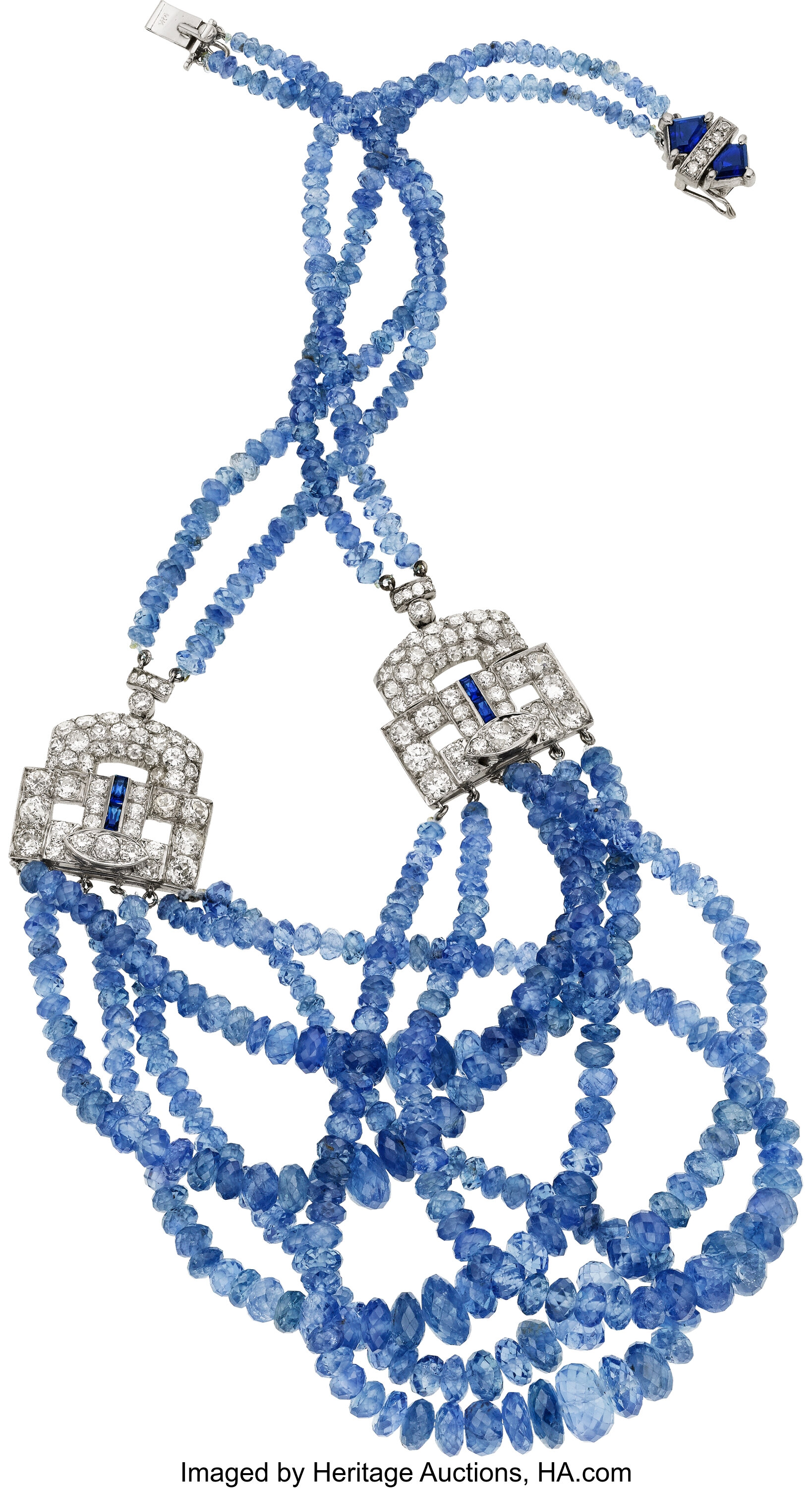 Sapphire, Diamond, White Gold Necklace. ... Estate Jewelry | Lot #58180 ...