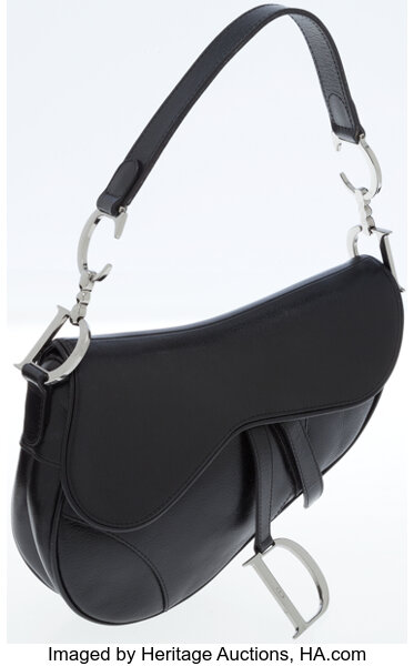 Christian Dior Leather Saddle Bag Black Silver Hardware