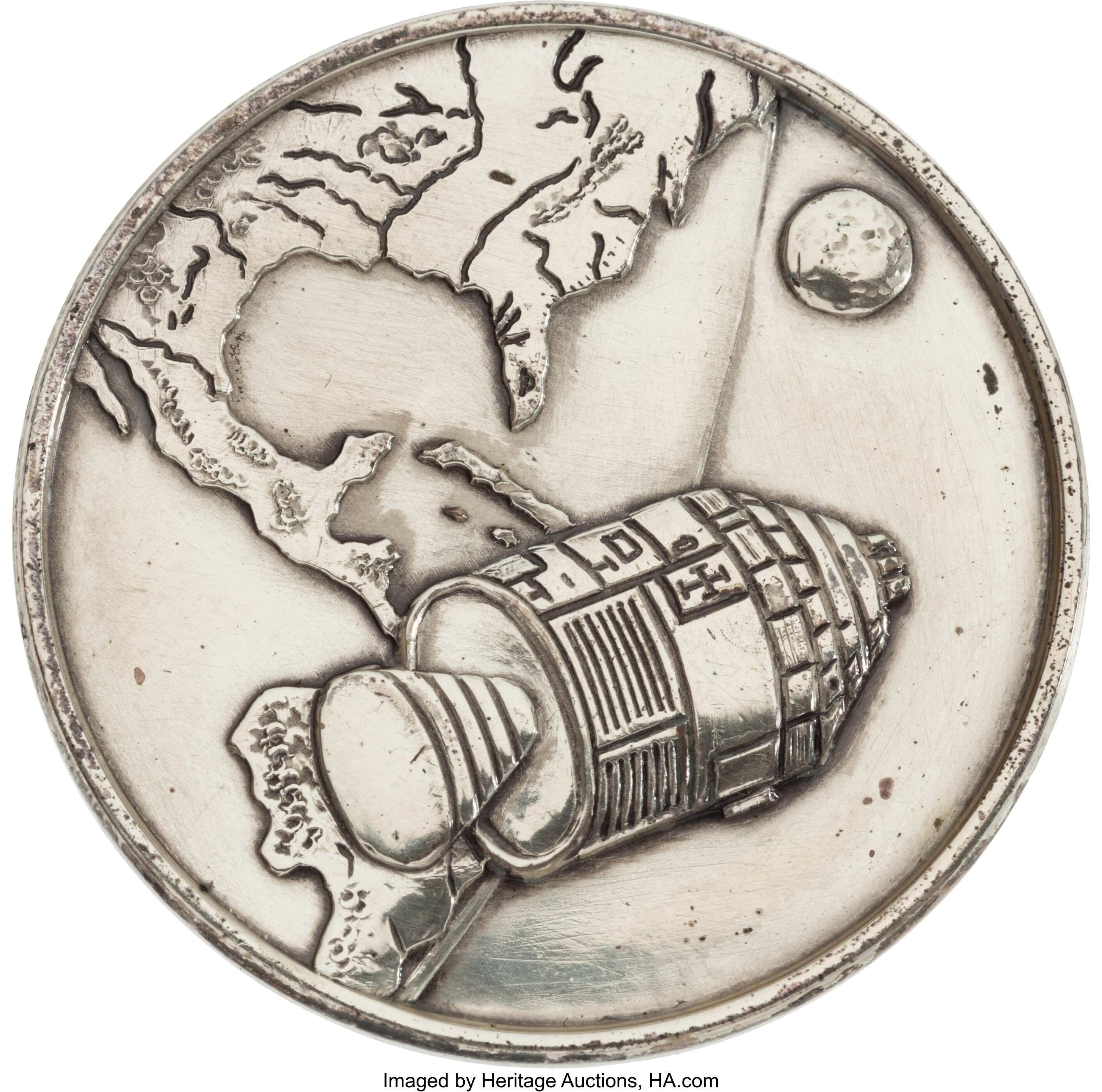 Apollo 1 Silver-colored Fliteline Medallion Flown On Apollo 9 By 