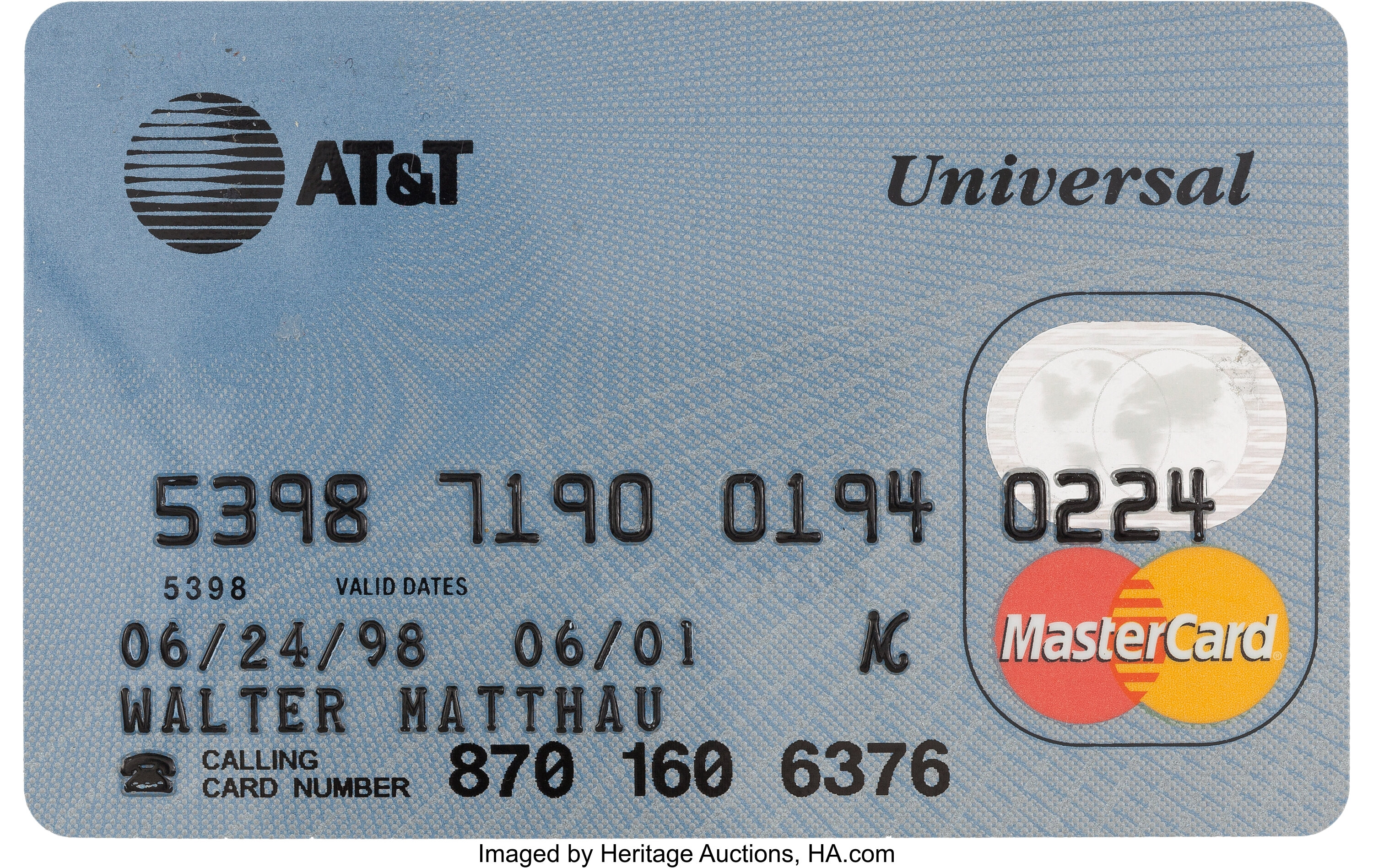 a walter matthau 'mastercard' credit card 19982001