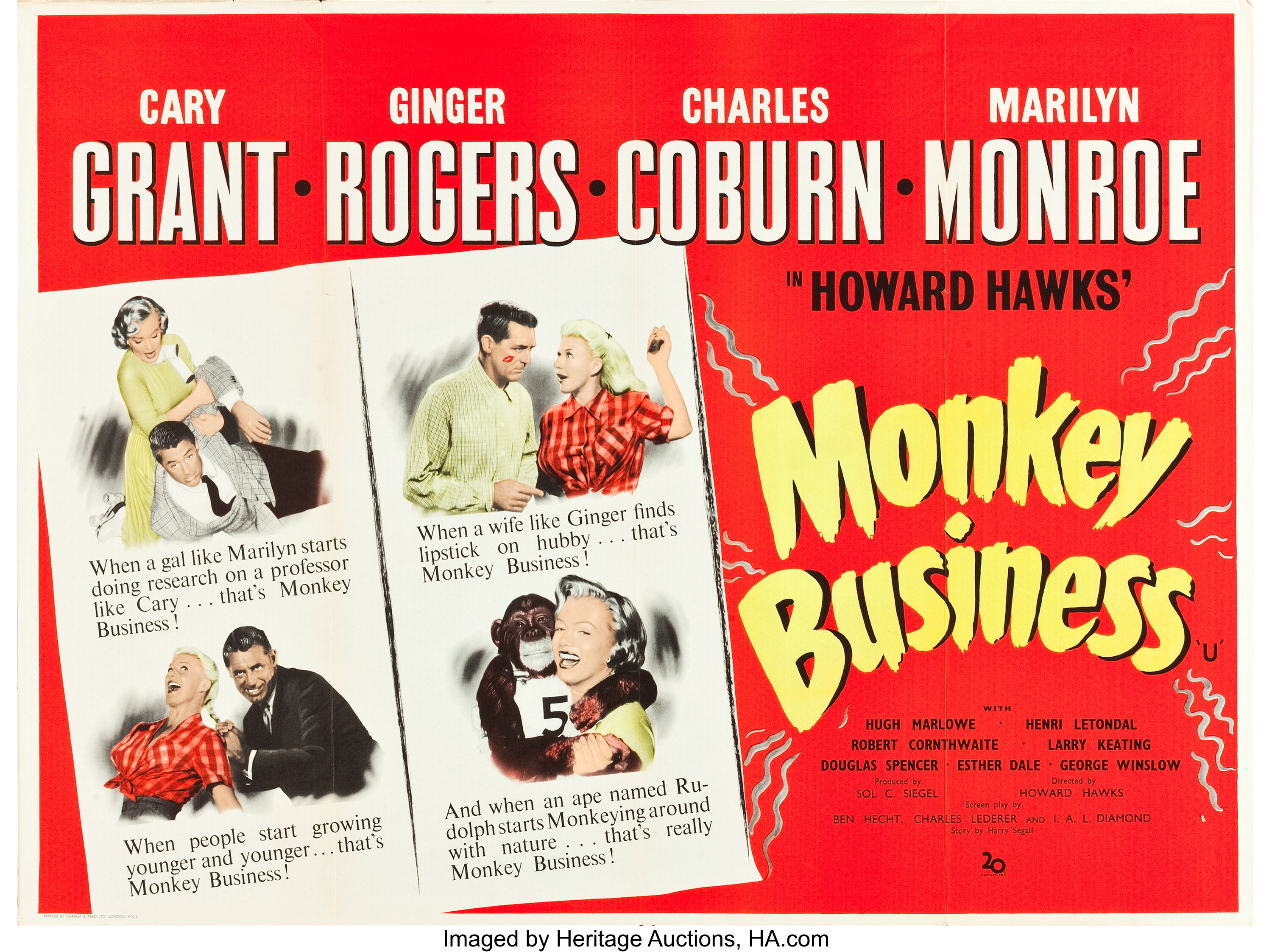 Monkey Business (20th Century Fox, 1952). British Quad (30