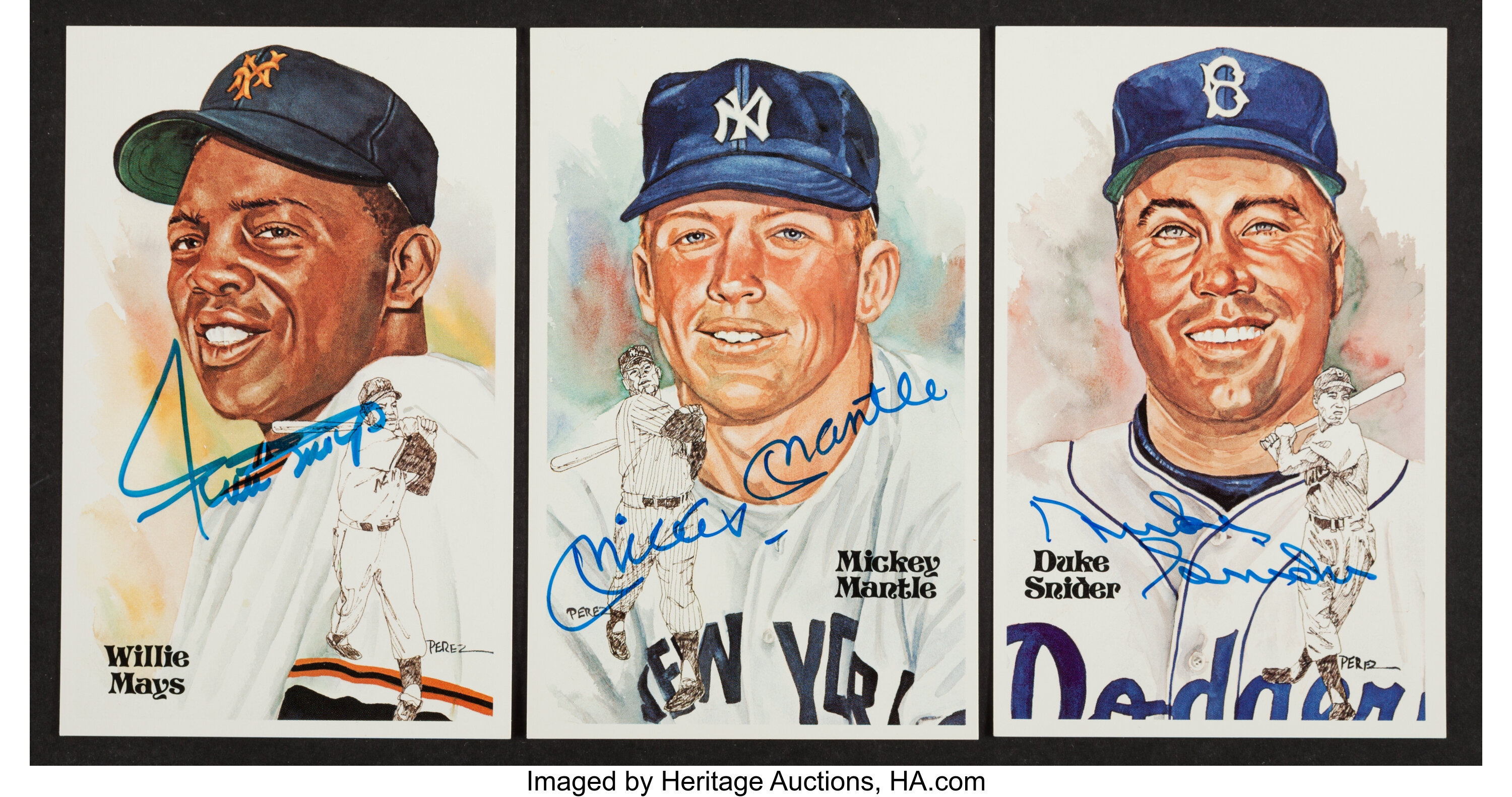 Sold at Auction: MICKEY MANTLE WILLIE MAYS DUKE SNIDER Signed