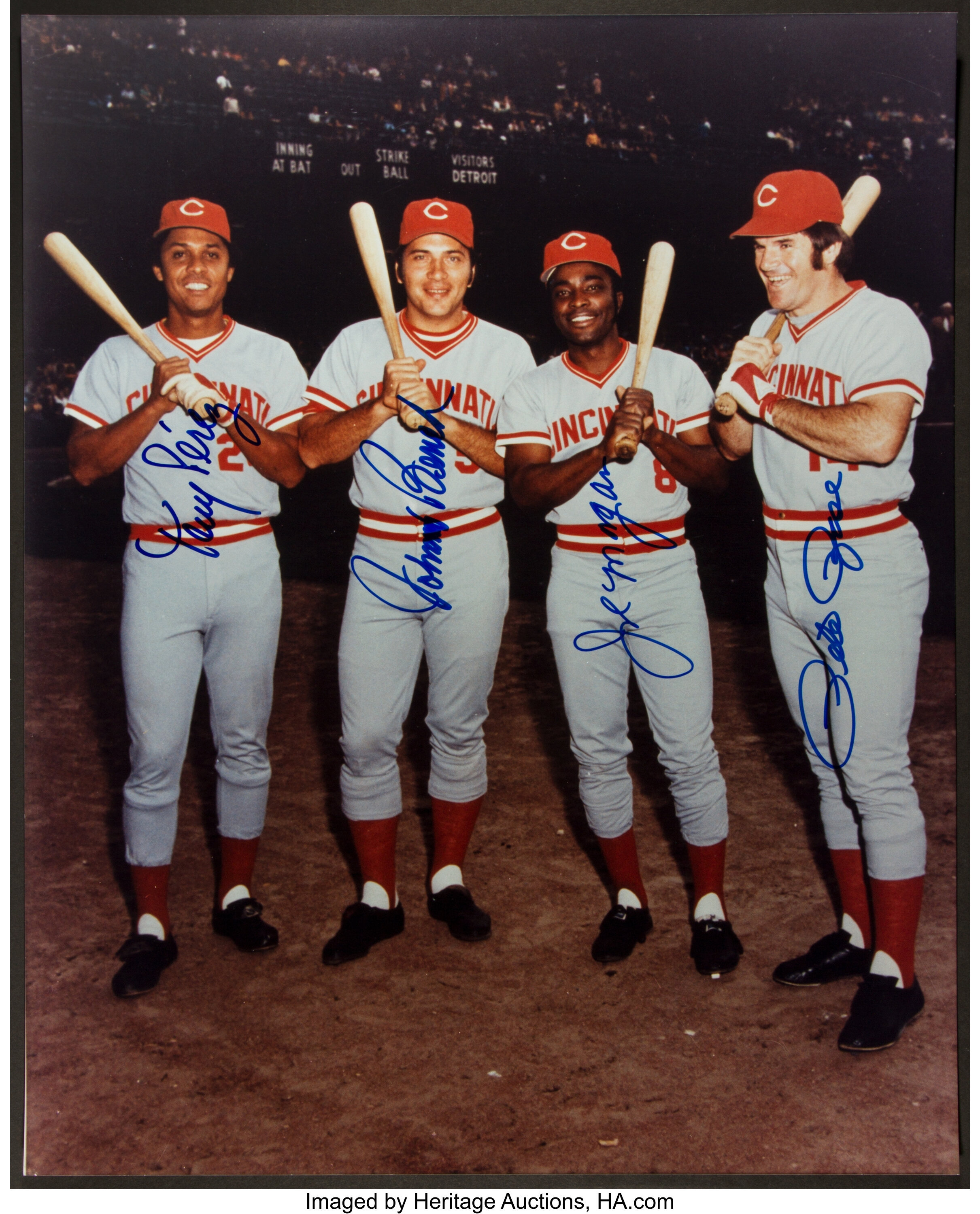 Pete Rose autographed 8x10 color photo of his rookie card