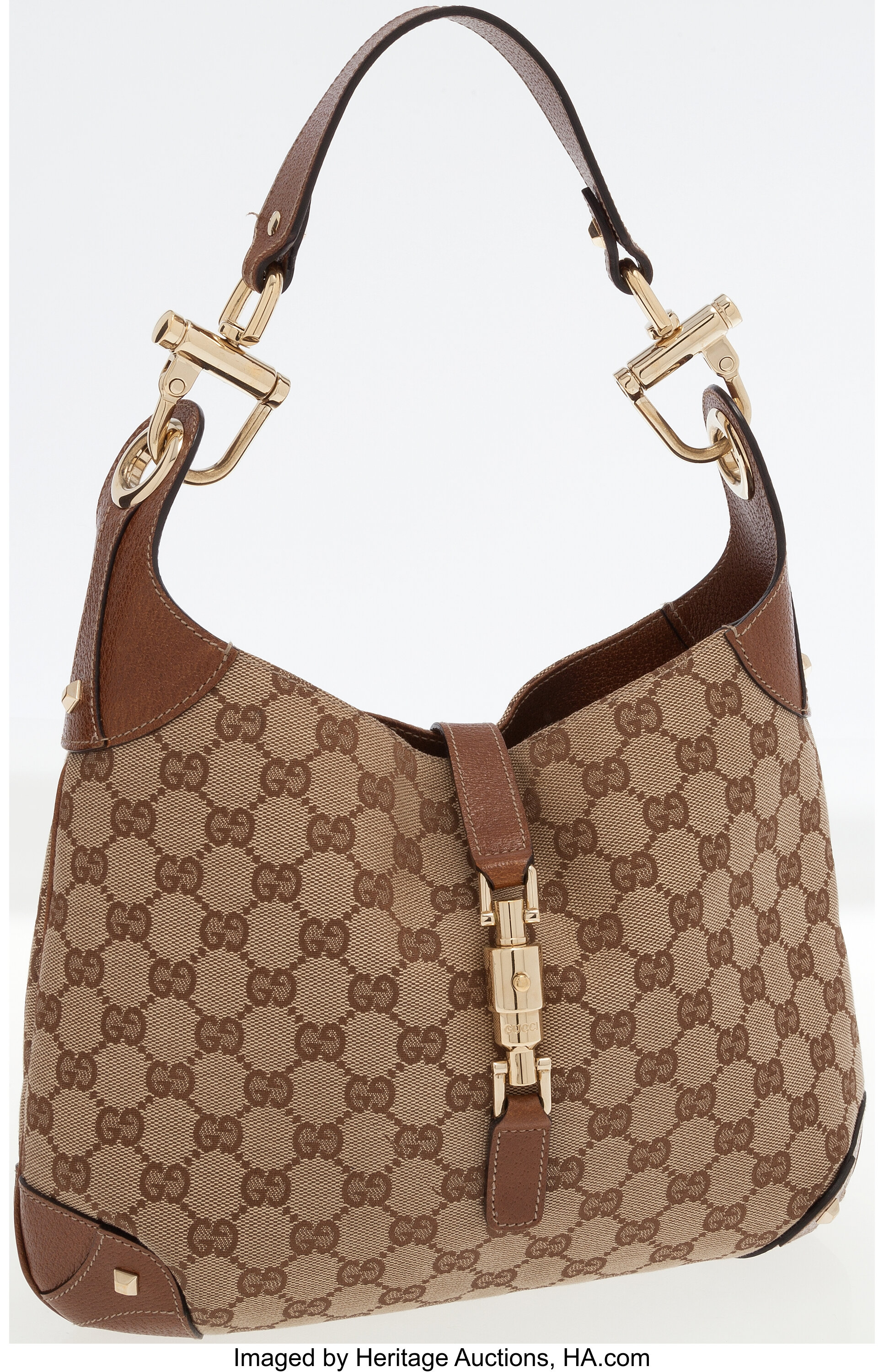 GUCCI Vintage Jackie Small Canvas Handbag in Brown