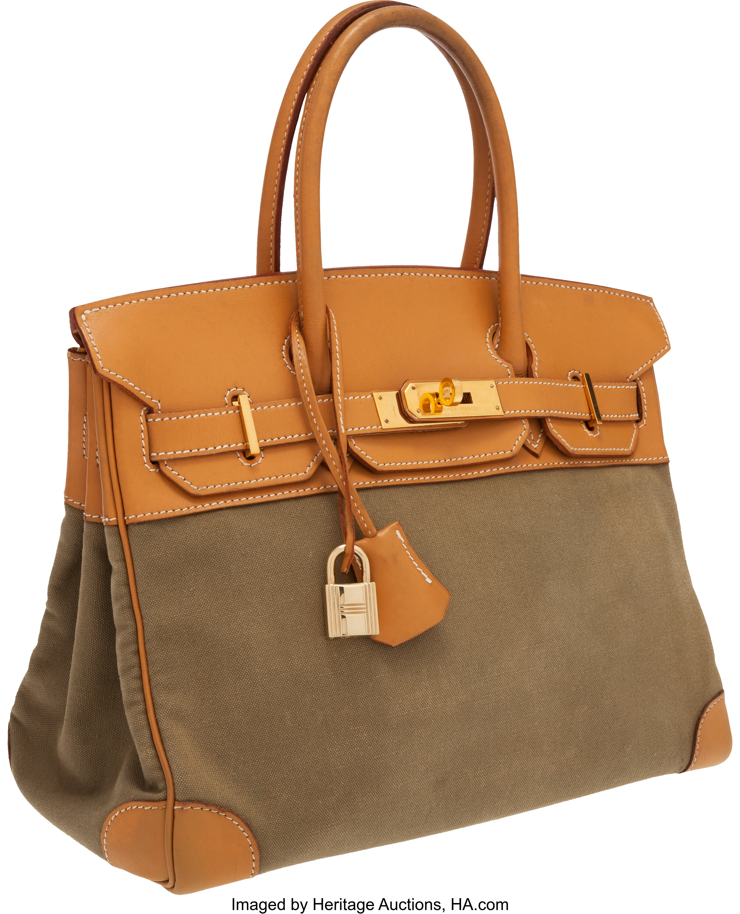 Hermes Birkin Bag Canvas Gold Hardware In Brown