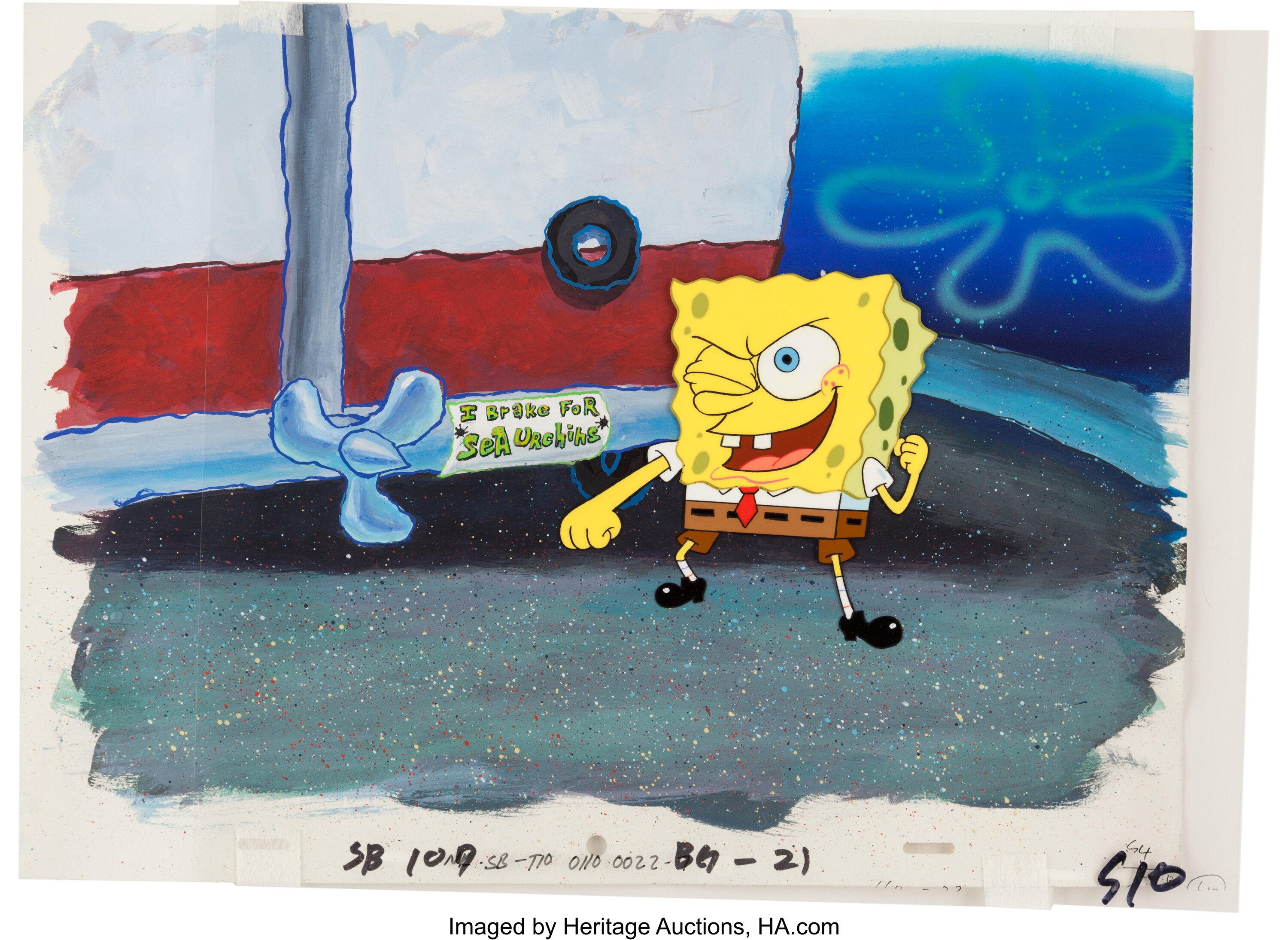 SpongeBob SquarePants First Season Production Cel with Background | Lot