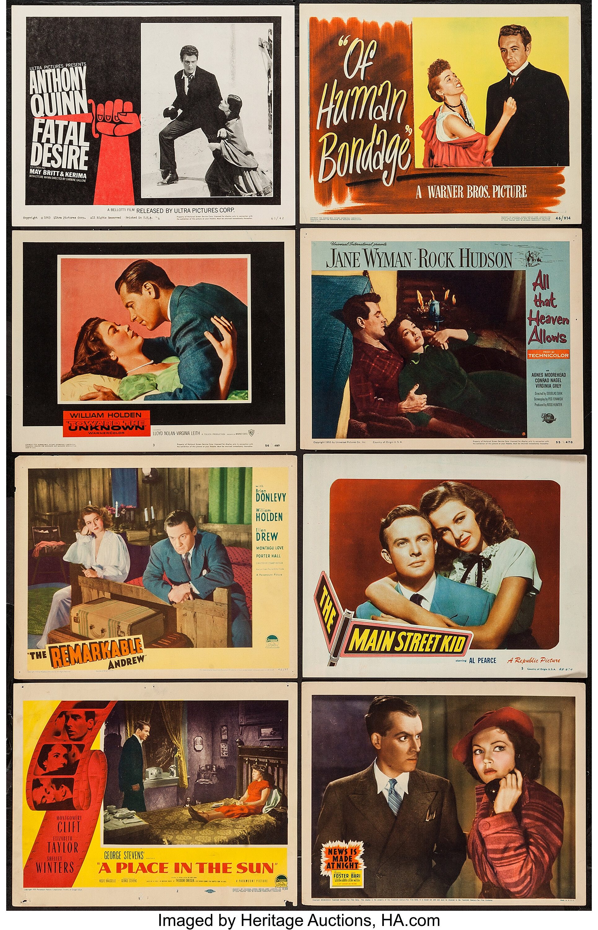 A Place in the Sun & Others Lot (Paramount, 1951). Lobby Cards (8 ...