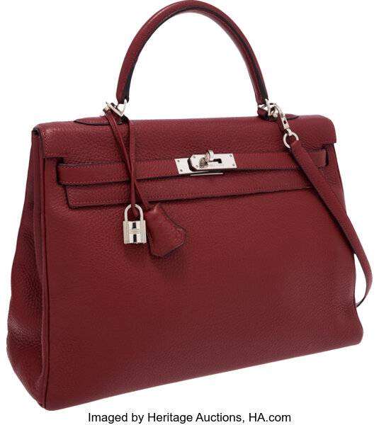 Hermes 35cm Rouge H Chevre Leather Retourne Kelly Bag with