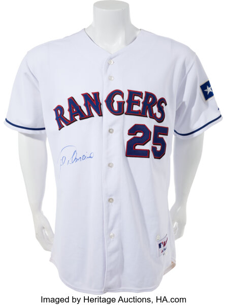 Rafael Palmeiro Signed 1986 Turn Back Clock Game Used Texas Rangers Jersey  JSA