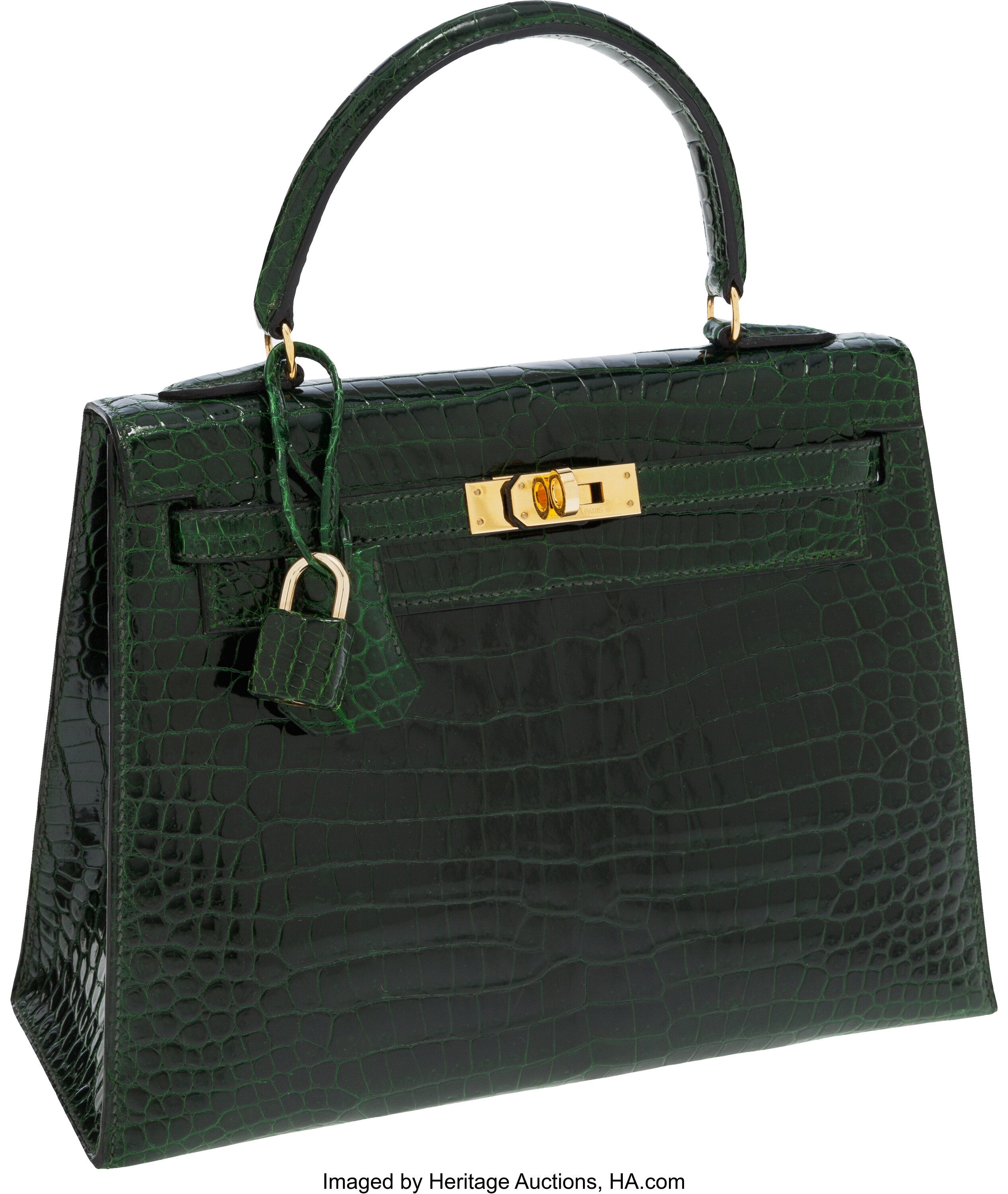 Hermes Birkin Bag 25cm Emerald Crocodile Gold Hardware