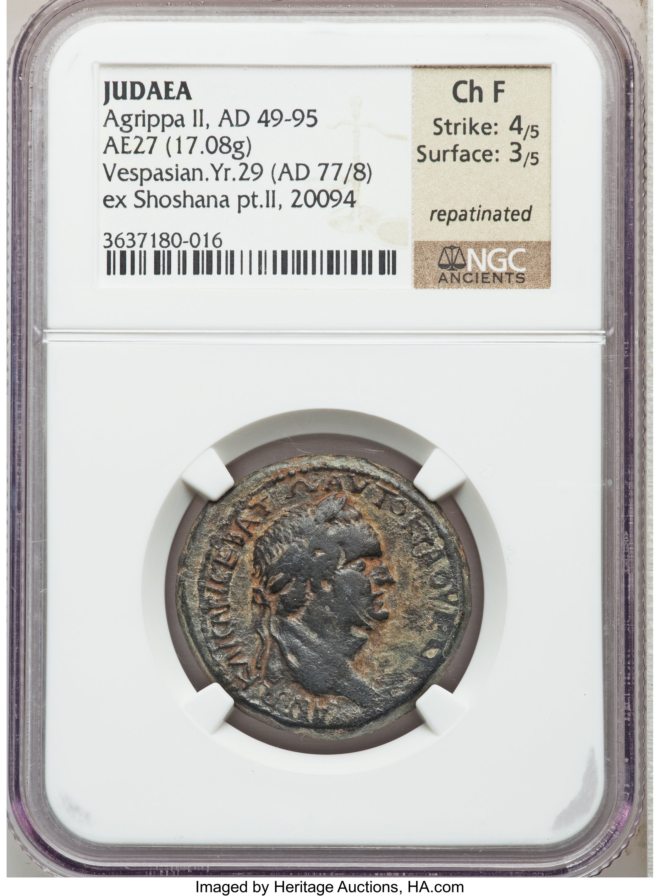 Ancients Agrippa Ii Ad 49 50 94 95 Ae 27mm 17 18 Gm Lot Heritage Auctions