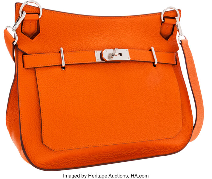 Hermes Clemence Leather Jypsiere Messenger Bag 34 Orange