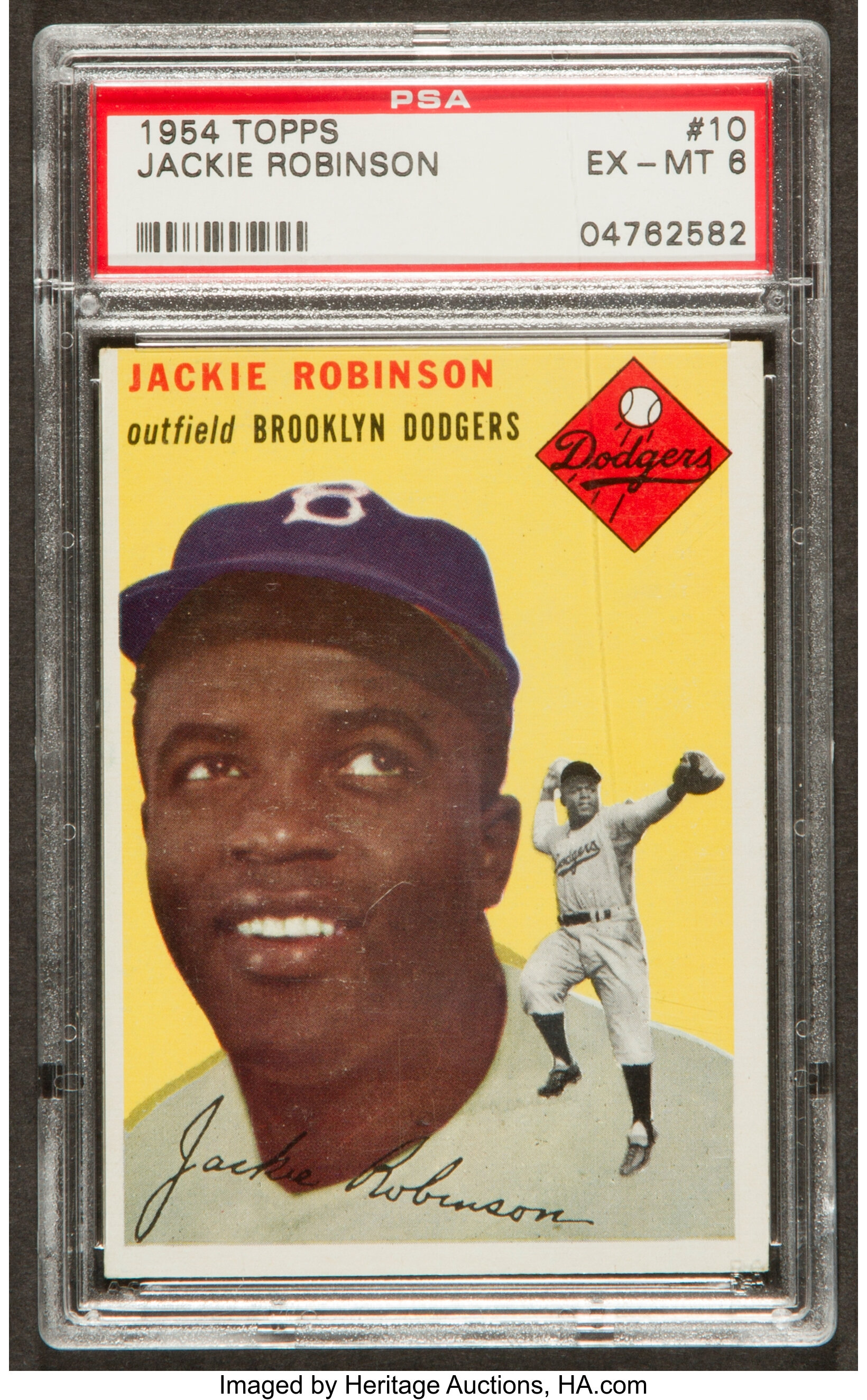 Sold at Auction: PSA 5 (EX) 1954 Topps Jackie Robinson #10 Baseball Card