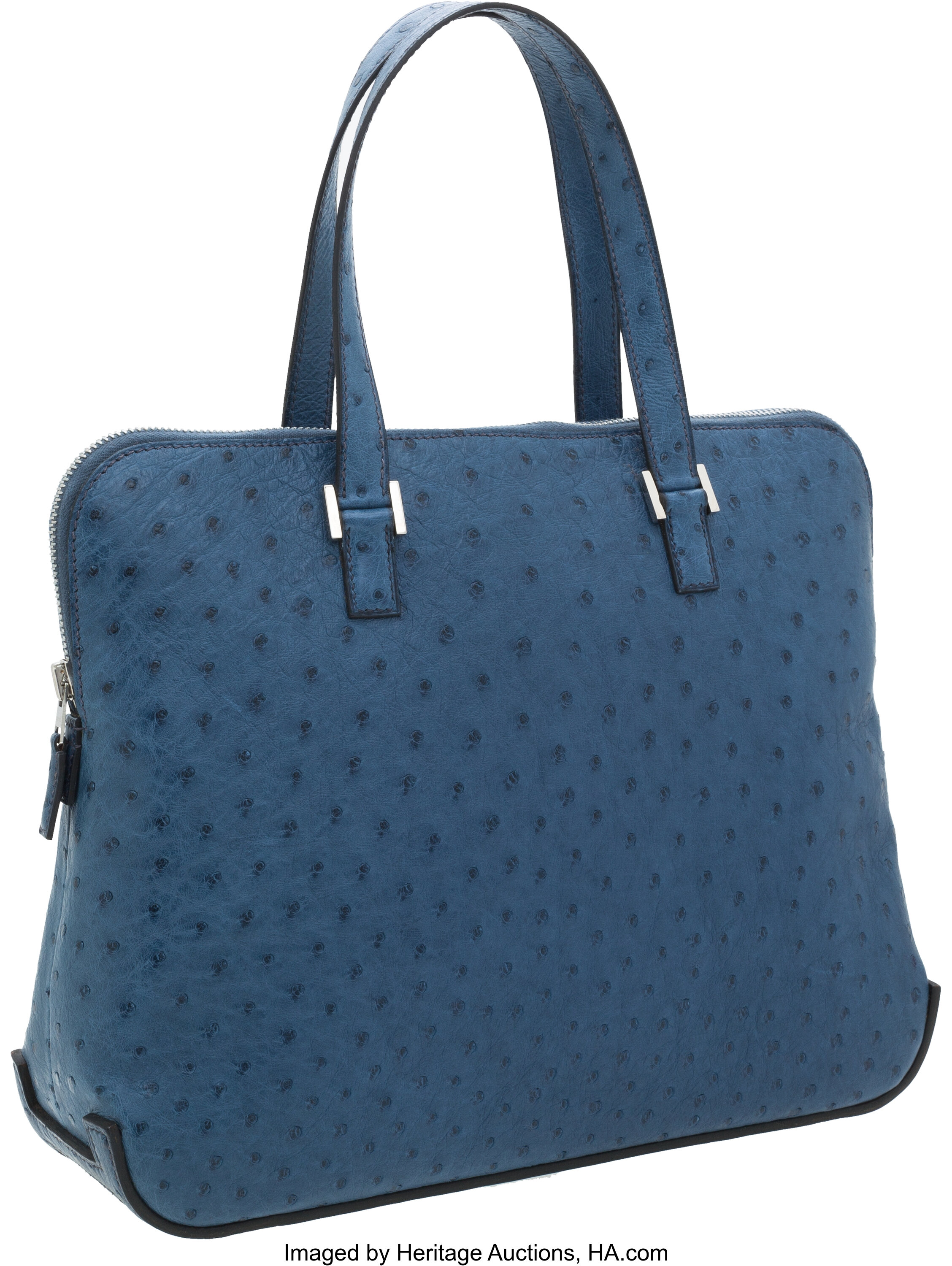 A BLEU ROI OSTRICH ESCAPADE 30 BAG WITH PALLADIUM HARDWARE