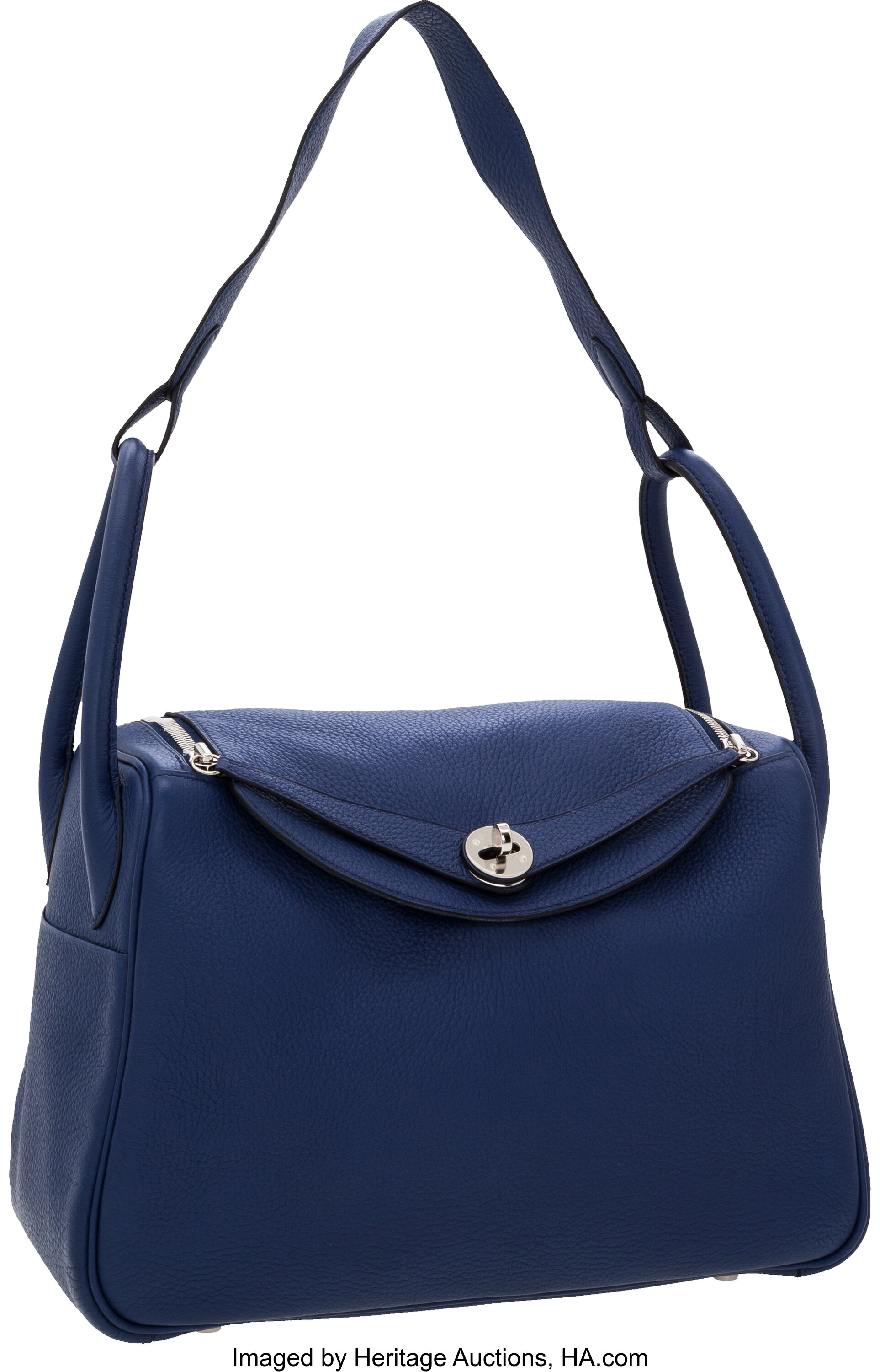 Hermes Lindy Bag Clemence Leather Palladium Hardware In Sky Blue