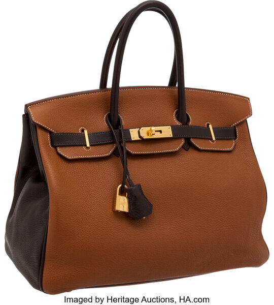 Hermes Gold Brown Clemence Grained Leather Birkin 30cm Bag and