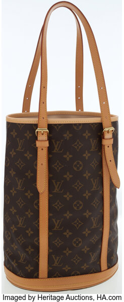 Louis Vuitton Classic Monogram Canvas Bucket Bag PM.  Luxury