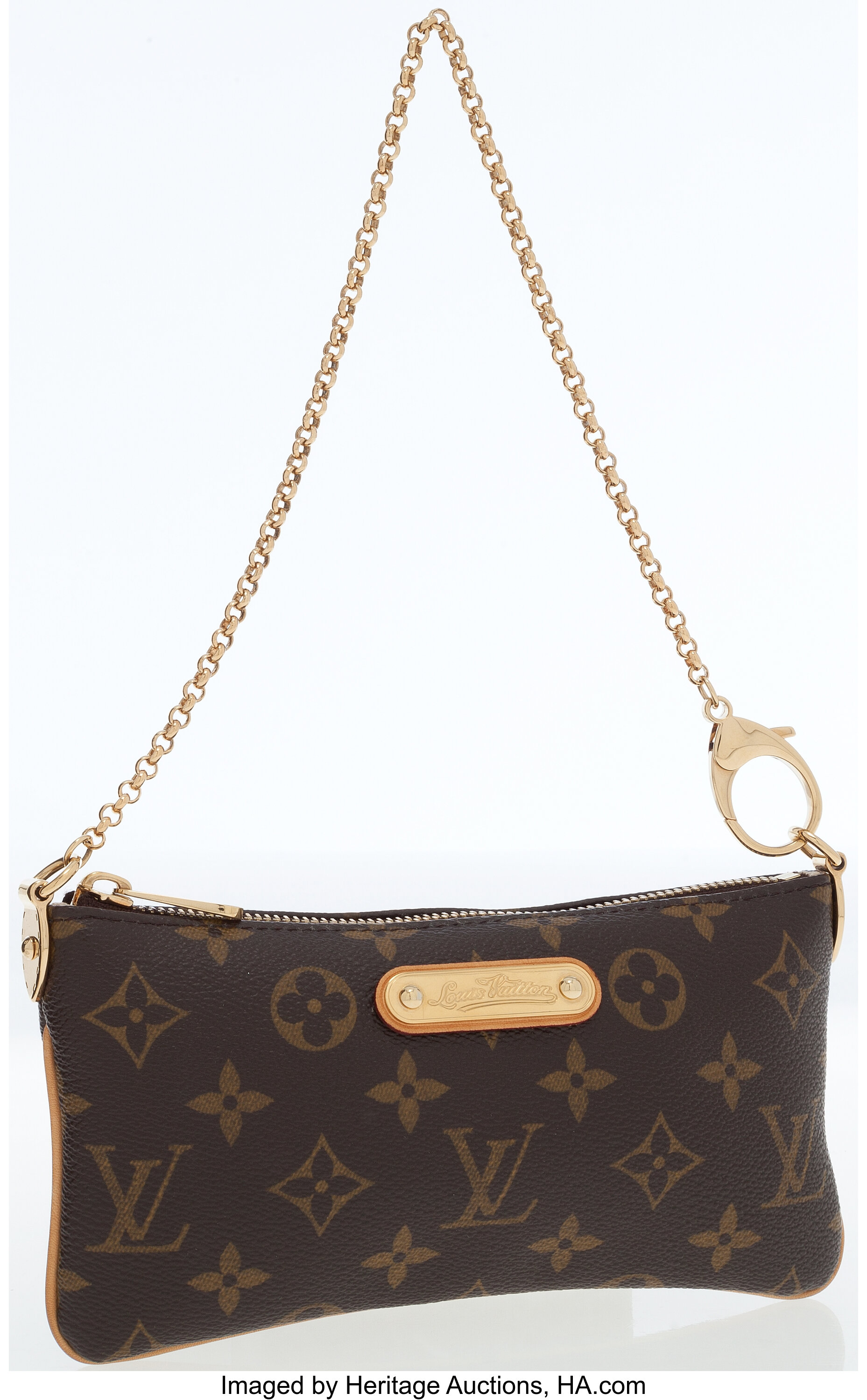 Louis Vuitton Classic Monogram Canvas Mini Pochette Bag.  Luxury, Lot  #77023