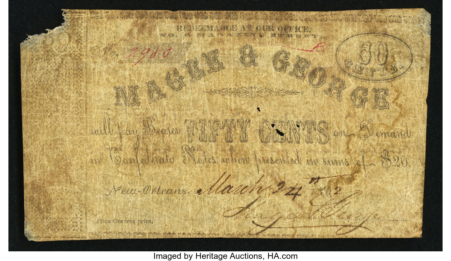 New Orleans, LA- Magee & George 50¢ Mar. 24, 1862. ... Obsoletes By ...