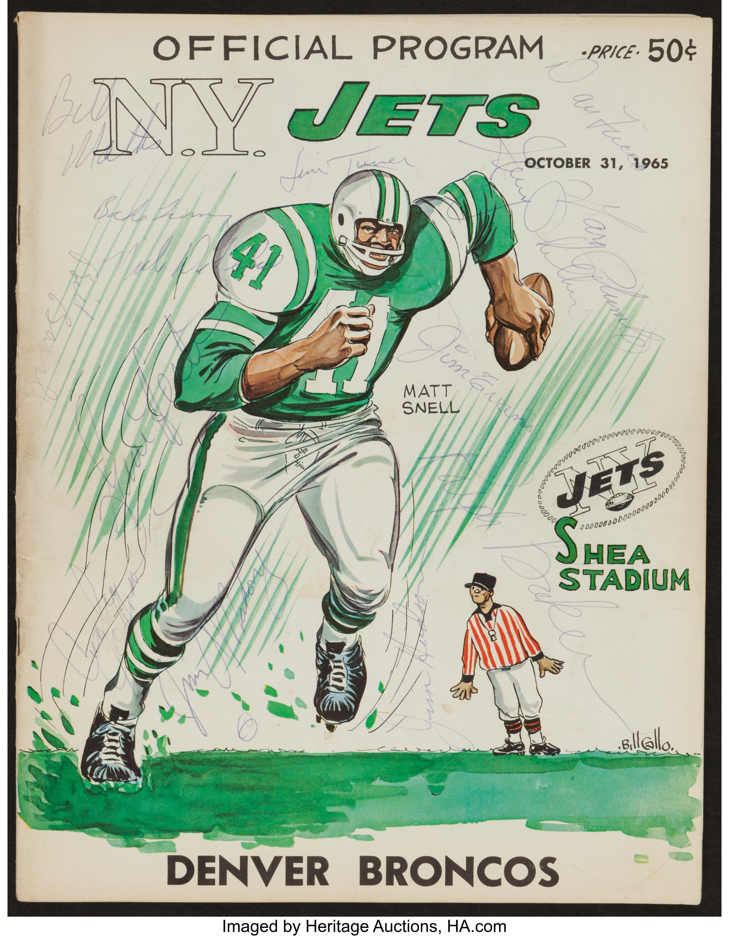 1965 New York Jets Multi Signed Programs - With Joe Willie Namath, Lot  #42155