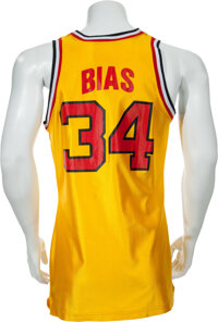 80's Len Bias 34 Basketball Jersey Yellow&whitetop 