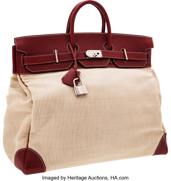 Hermes 50cm Rouge H Chamonix Leather & Crinoline HAC Travel Birkin