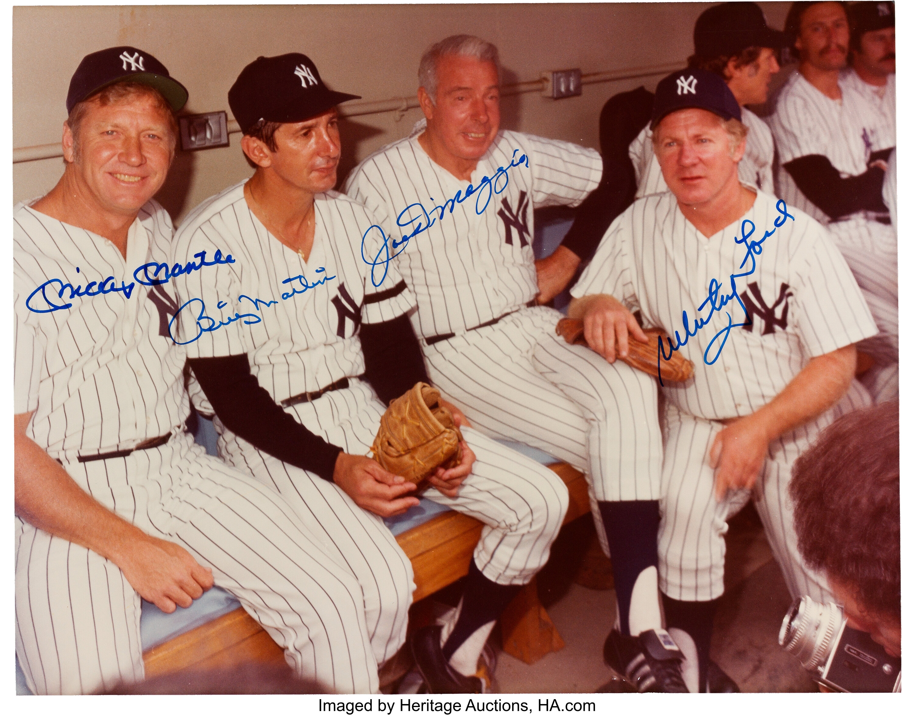 Joe DiMaggio, Mickey Mantle, Whitey Ford & Billy Martin LIMITED STOCK New  York Yankees Coaches 8X10 Photo